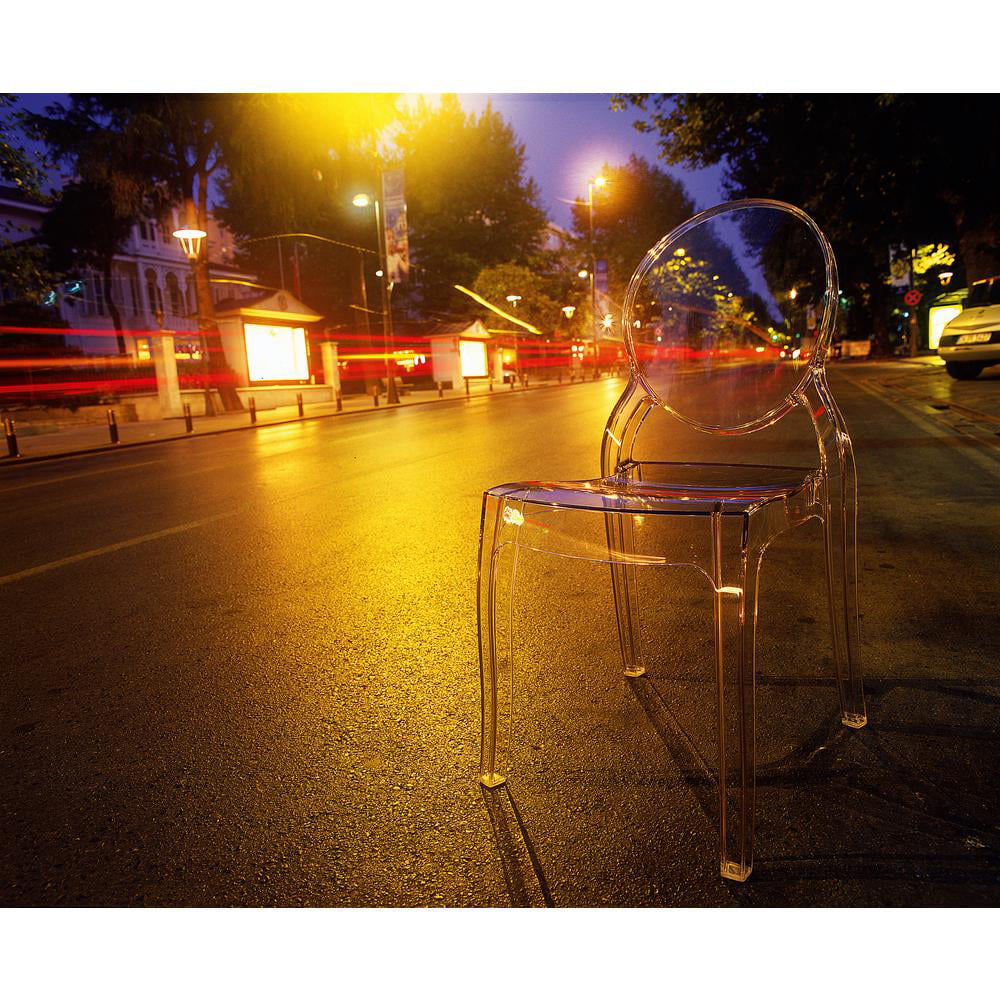 Polycarbonate Dining Chair, Set of 2, Transparent Clear, Belen Kox