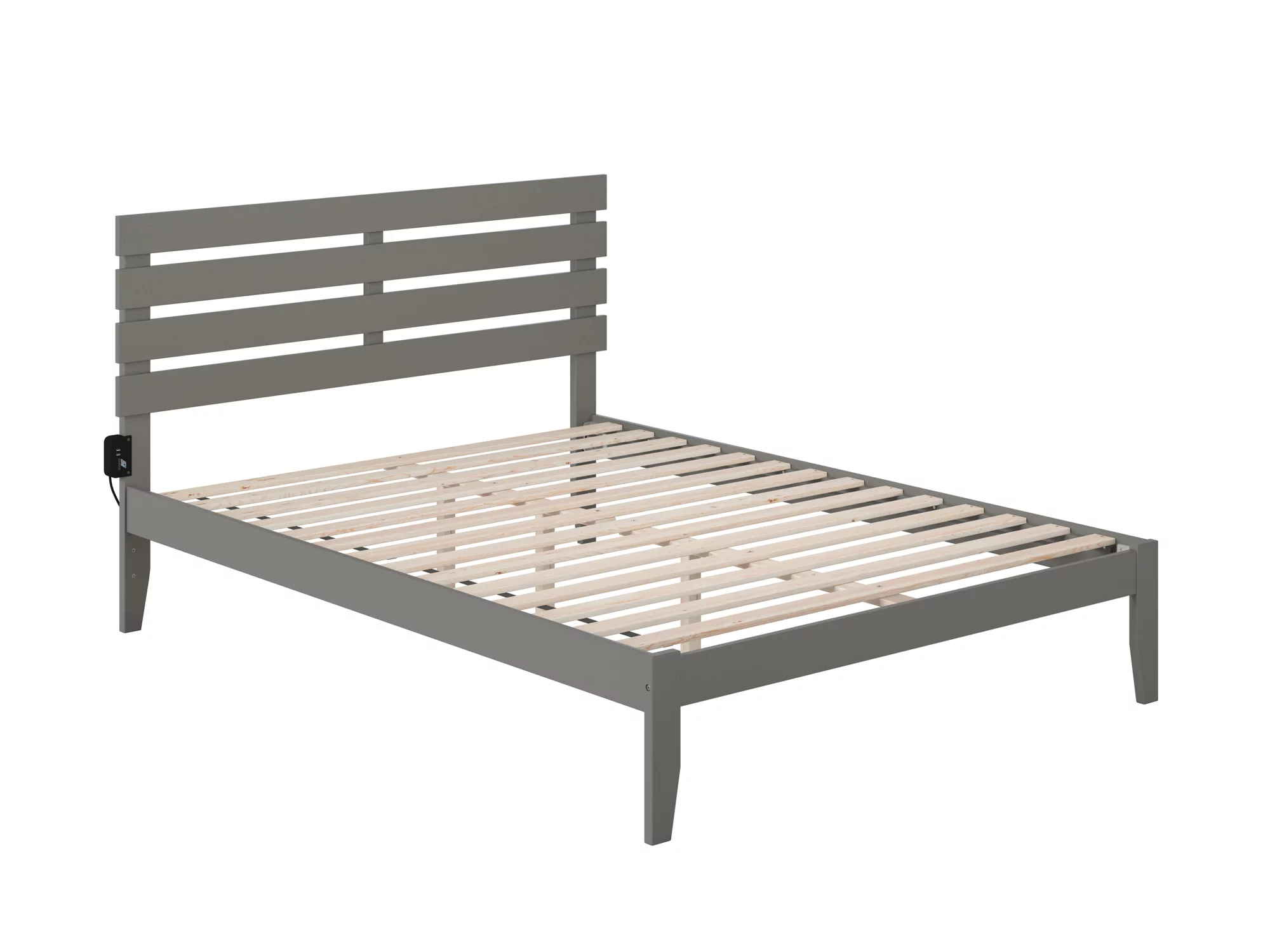 Oxford Queen Bed in Grey with USB Turbo Charger