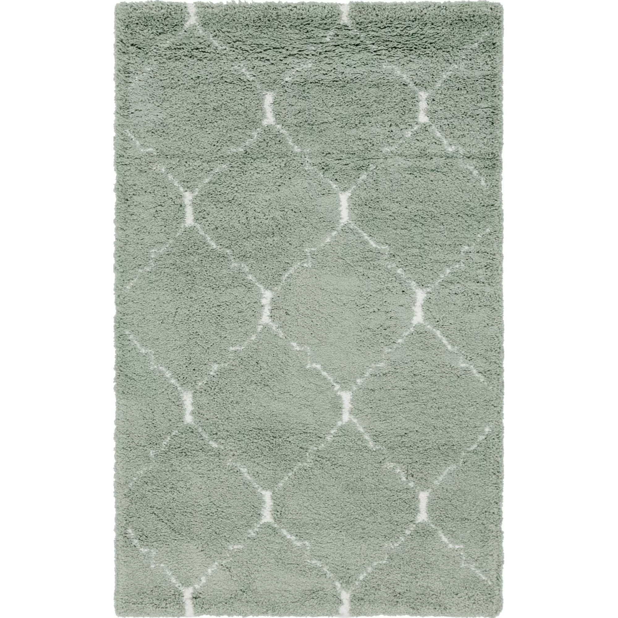 Unique Loom Fractured Rabat Shag Rug Light Green/Ivory 7' 10