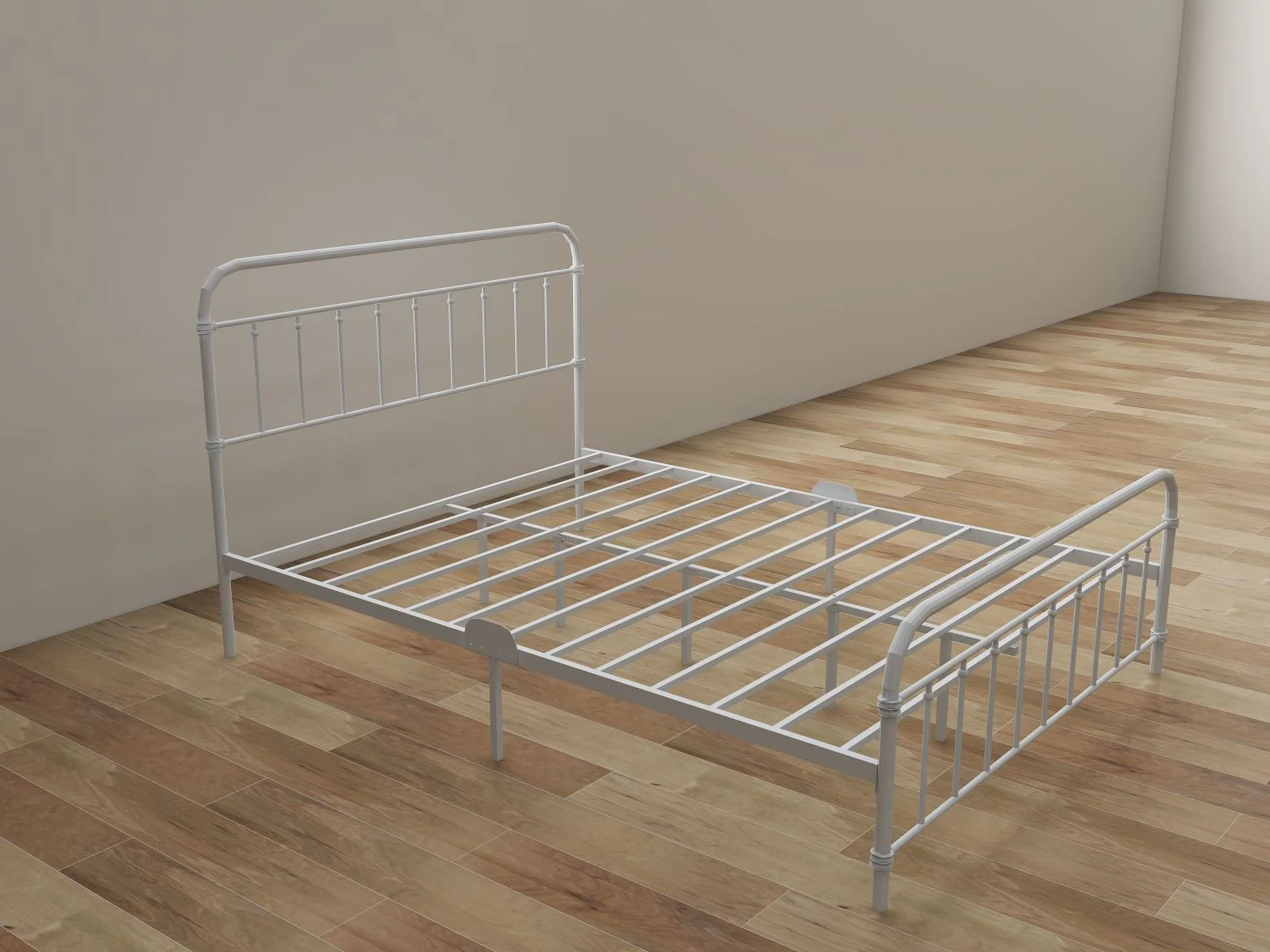 Tslinn Metal Queen Bed Frame with Headboard and Footboard,White Color,Classic Style