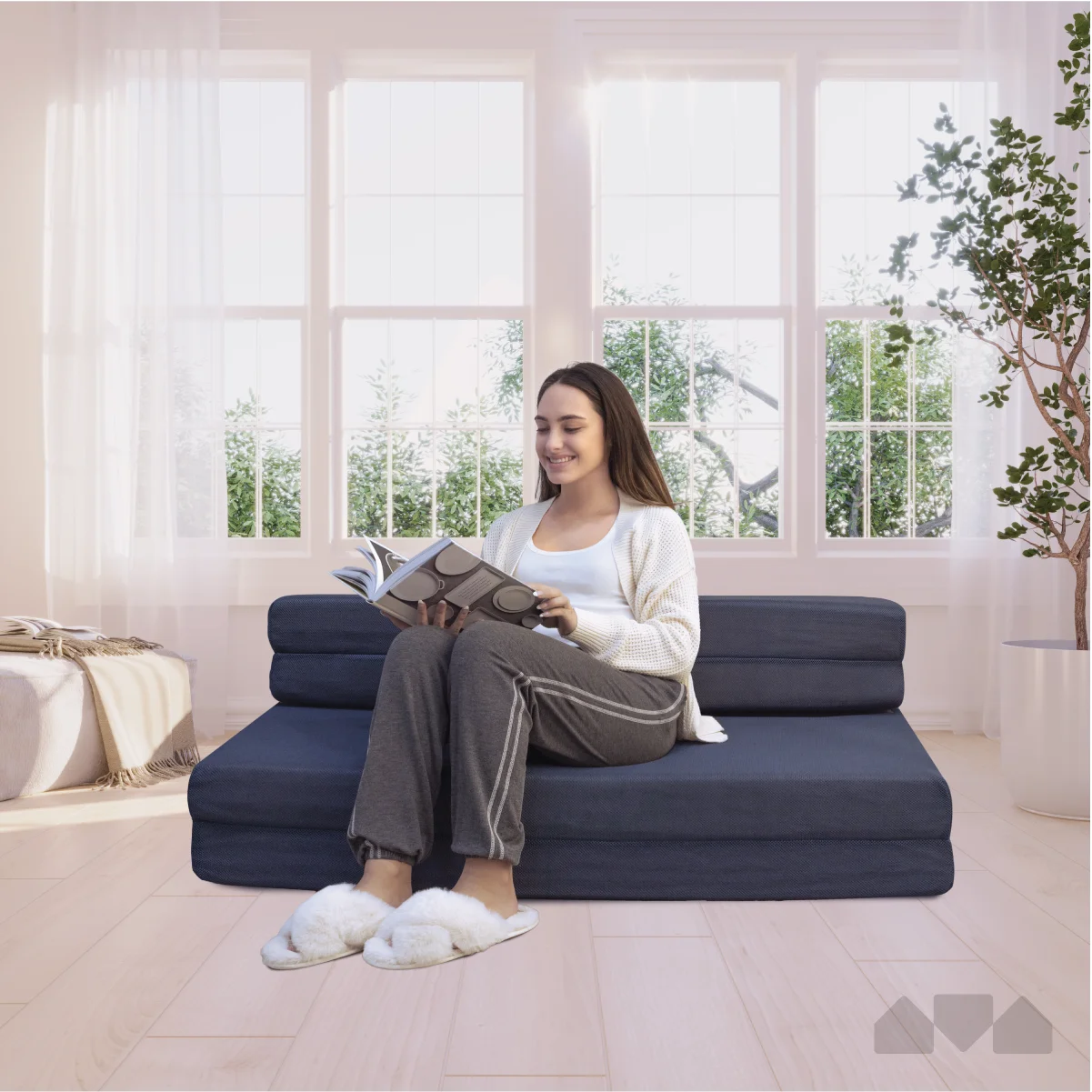 Milliard Tri-Fold Foam Folding Mattress and Sofa Bed for Guests - Queen 78 x 58 x 4.5 Inch