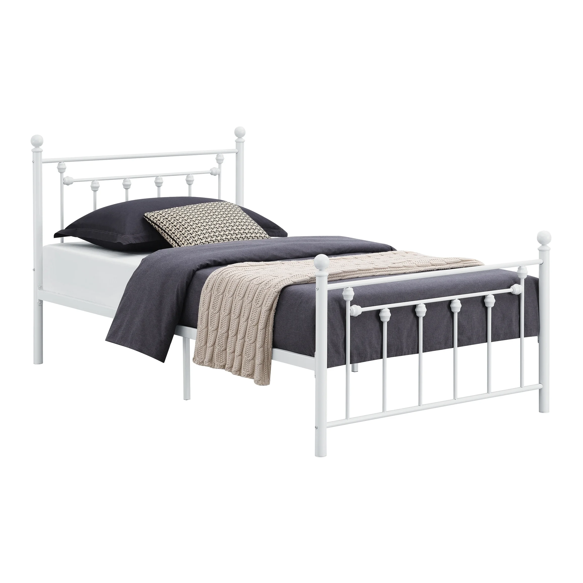 Mollyanna Metal Slatted Platform Bed Matte White Twin