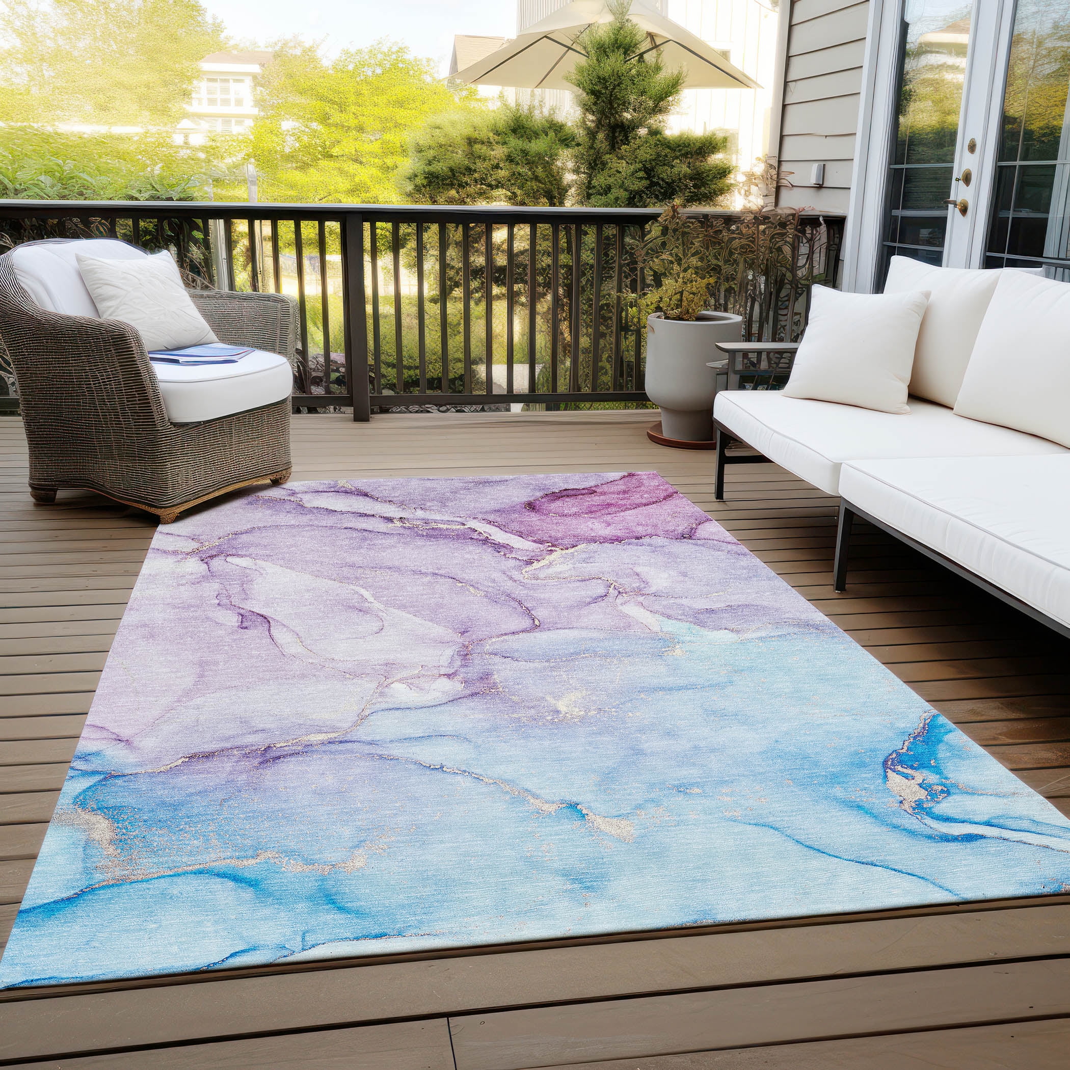Addison Rugs Chantille ACN516 Purple 8' x 10' Indoor Outdoor Area Rug, Easy Clean, Machine Washable, Non Shedding, Bedroom, Living Room, Dining Room, Kitchen, Patio Rug