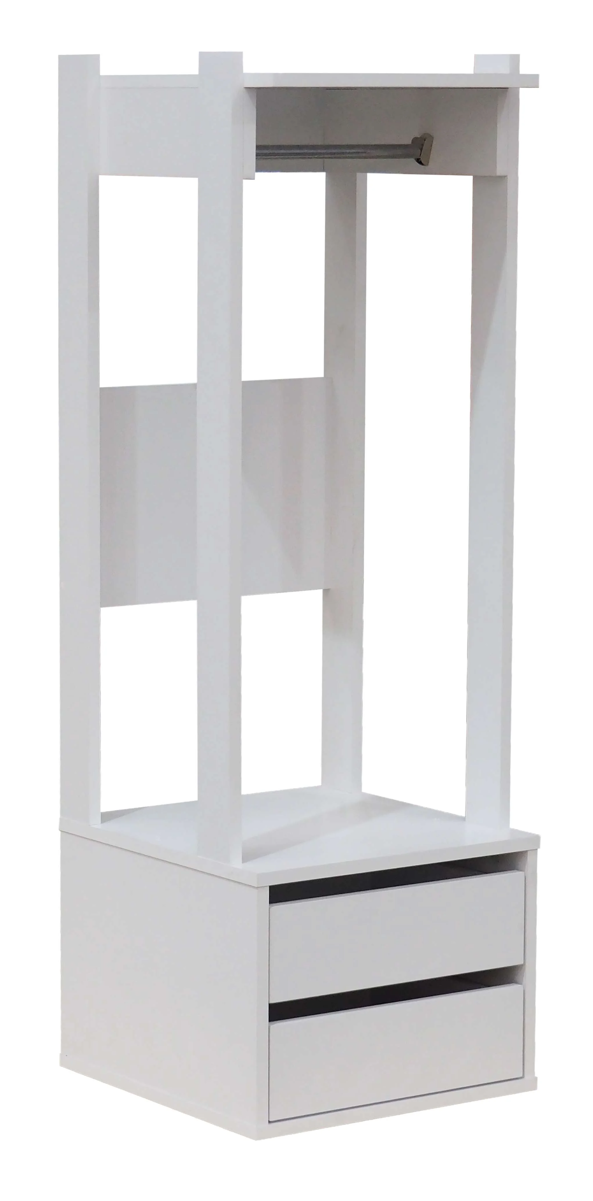 Kings Brand Furniture Open Wardrobe Armoire Closet with 2-Drawers, White