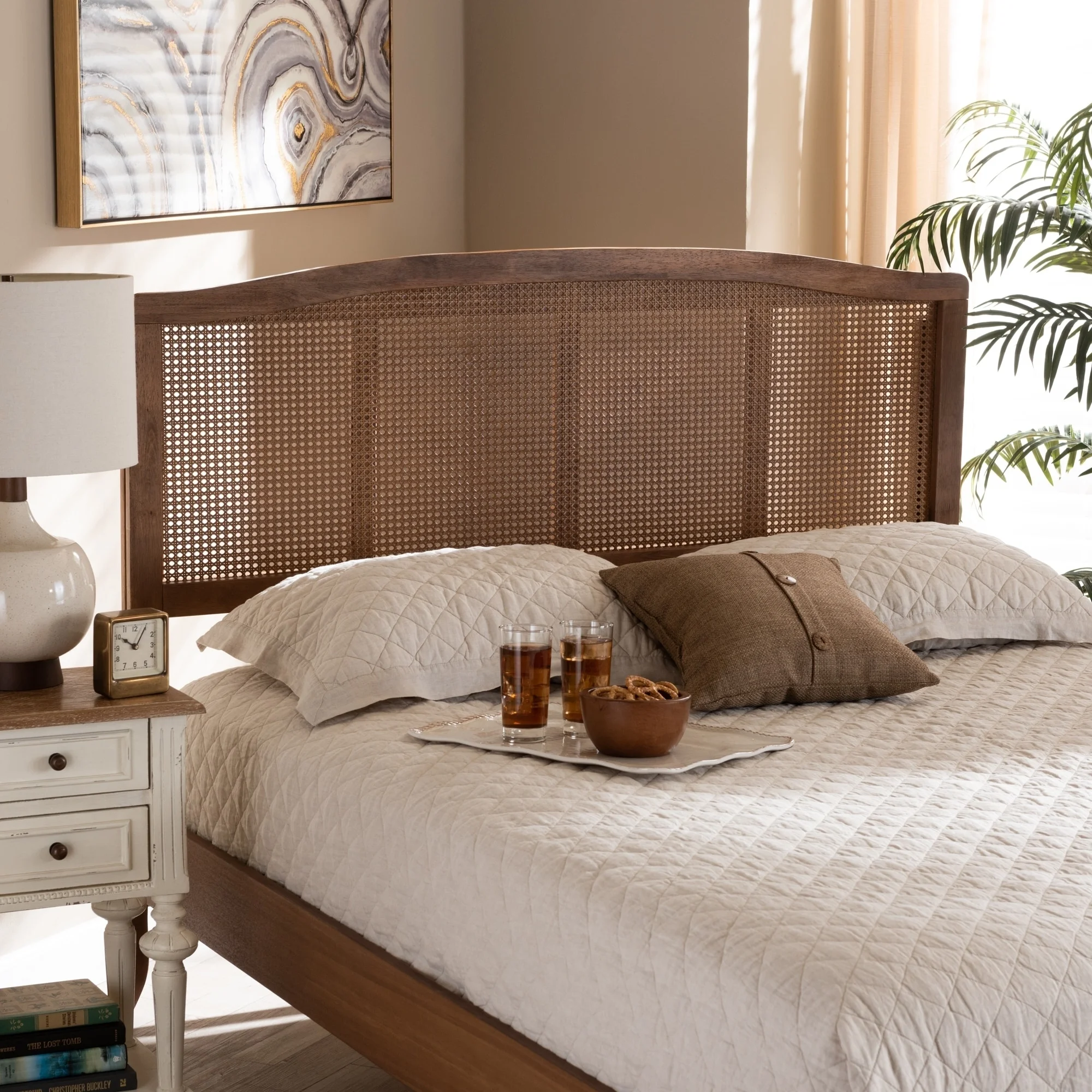 Carson Carrington  Ugglom Wood and Synthetic Rattan Headboard Queen