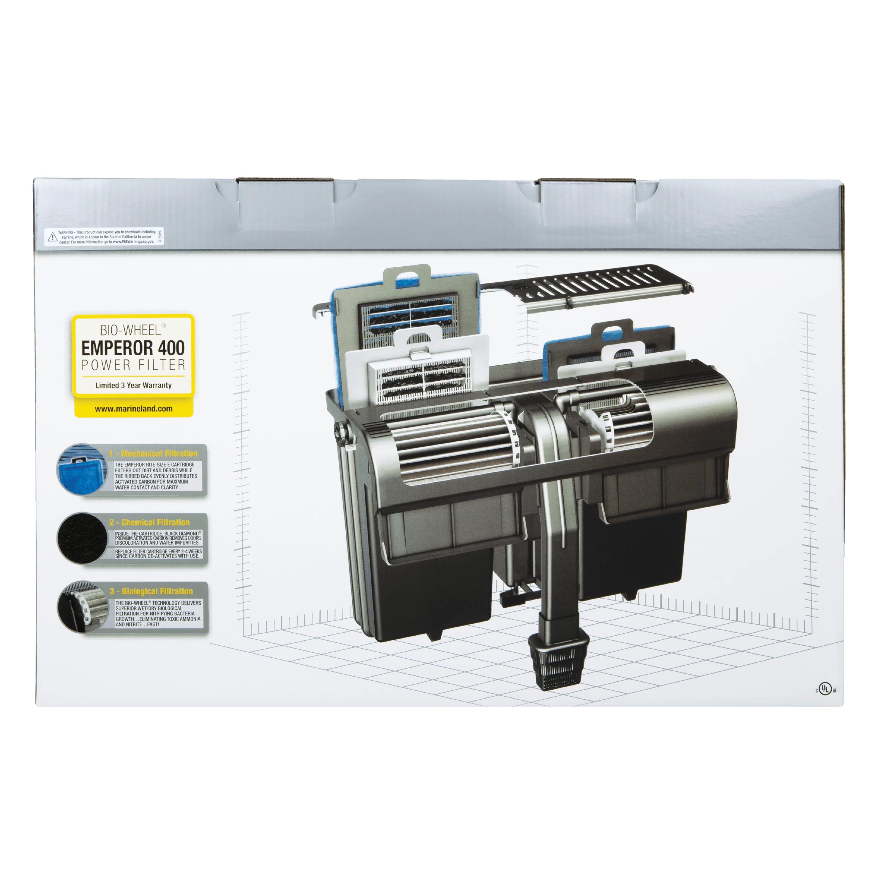 Marineland Emperor Bio-Wheel Power Filter, Multi-Stage Filtration, 400 GPH