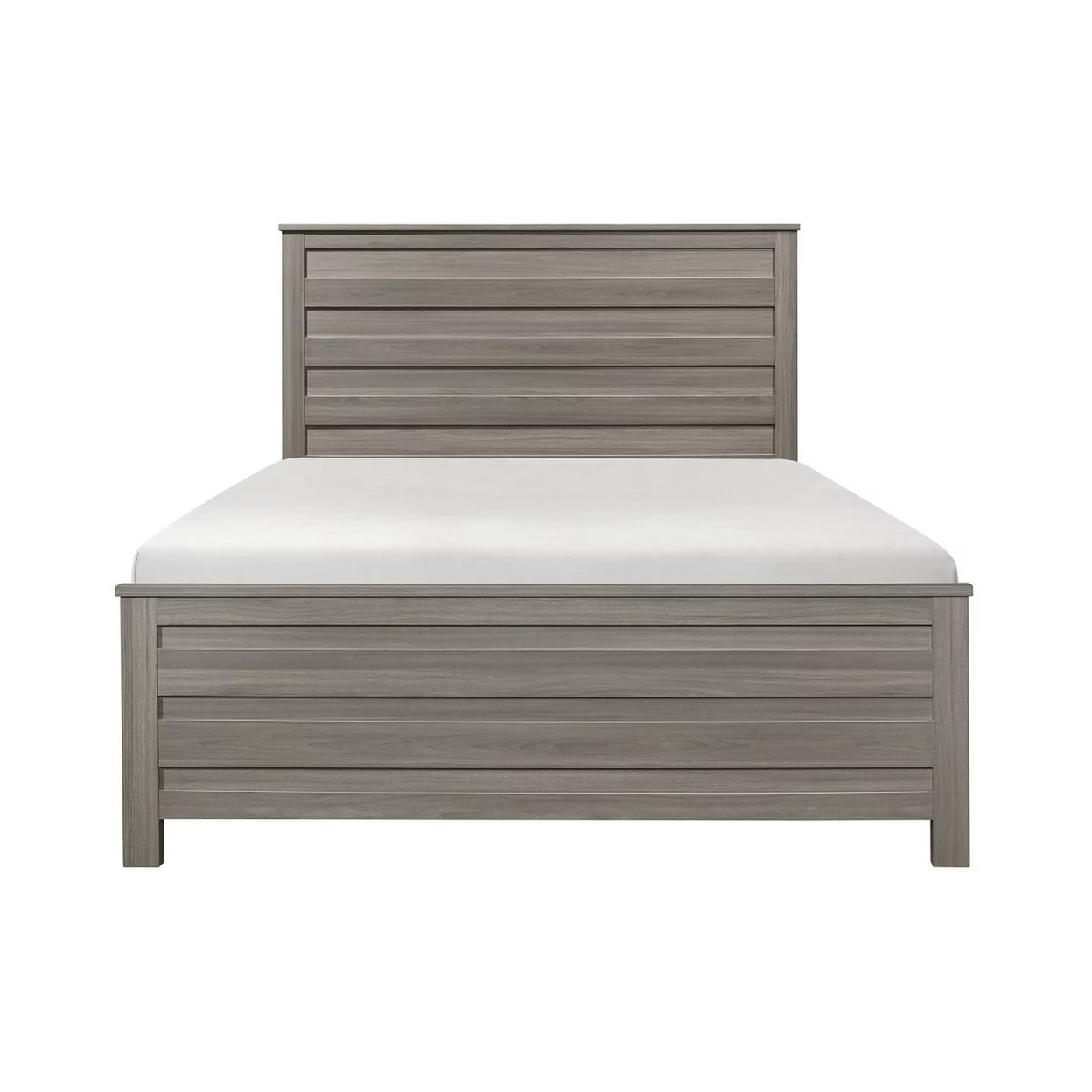 Riley Transitional Queen Bed, Horizontal Plank Design, Dark Gray Finish- Saltoro Sherpi