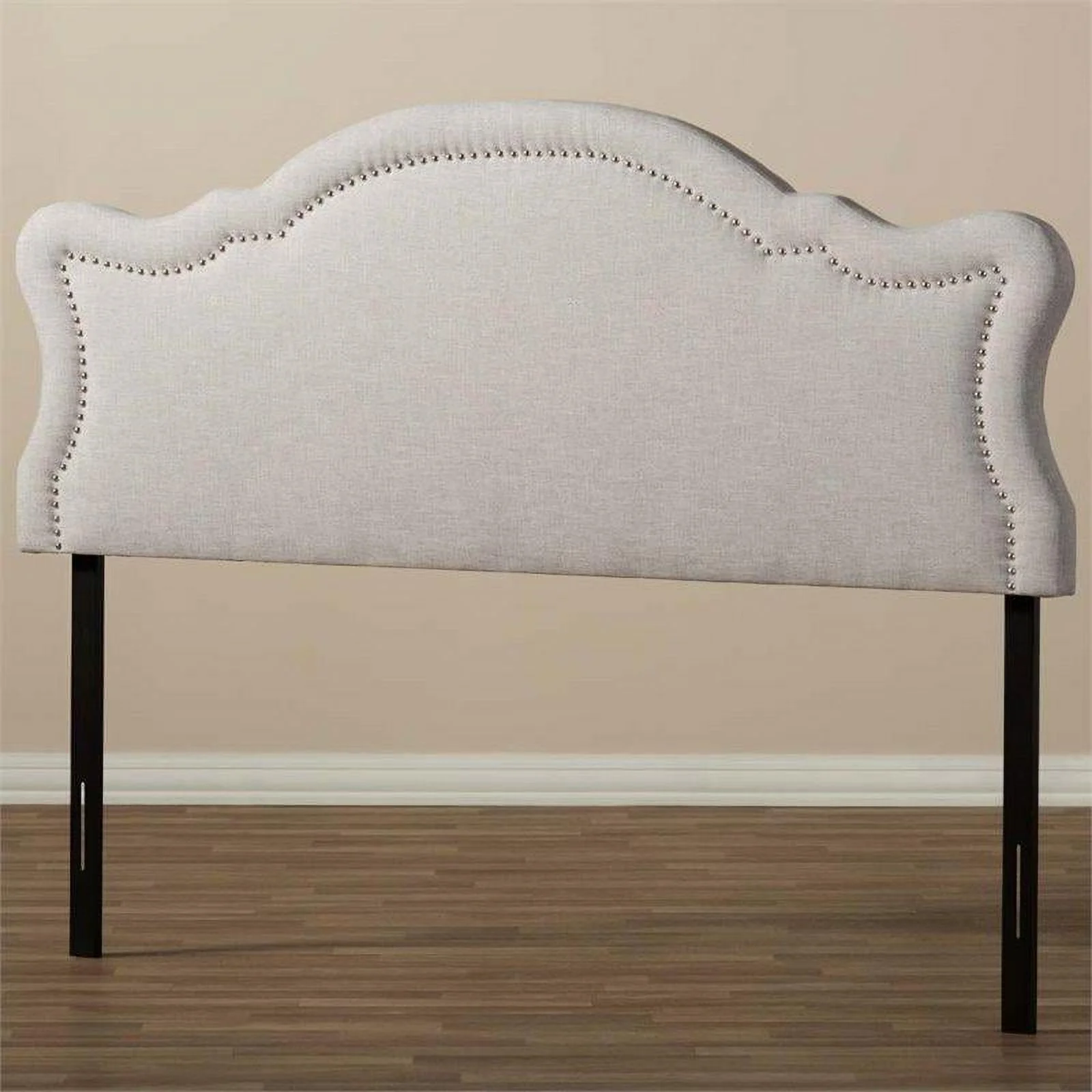 Bowery Hill Contemporary Fabric Upholstered Queen Headboard in Gray