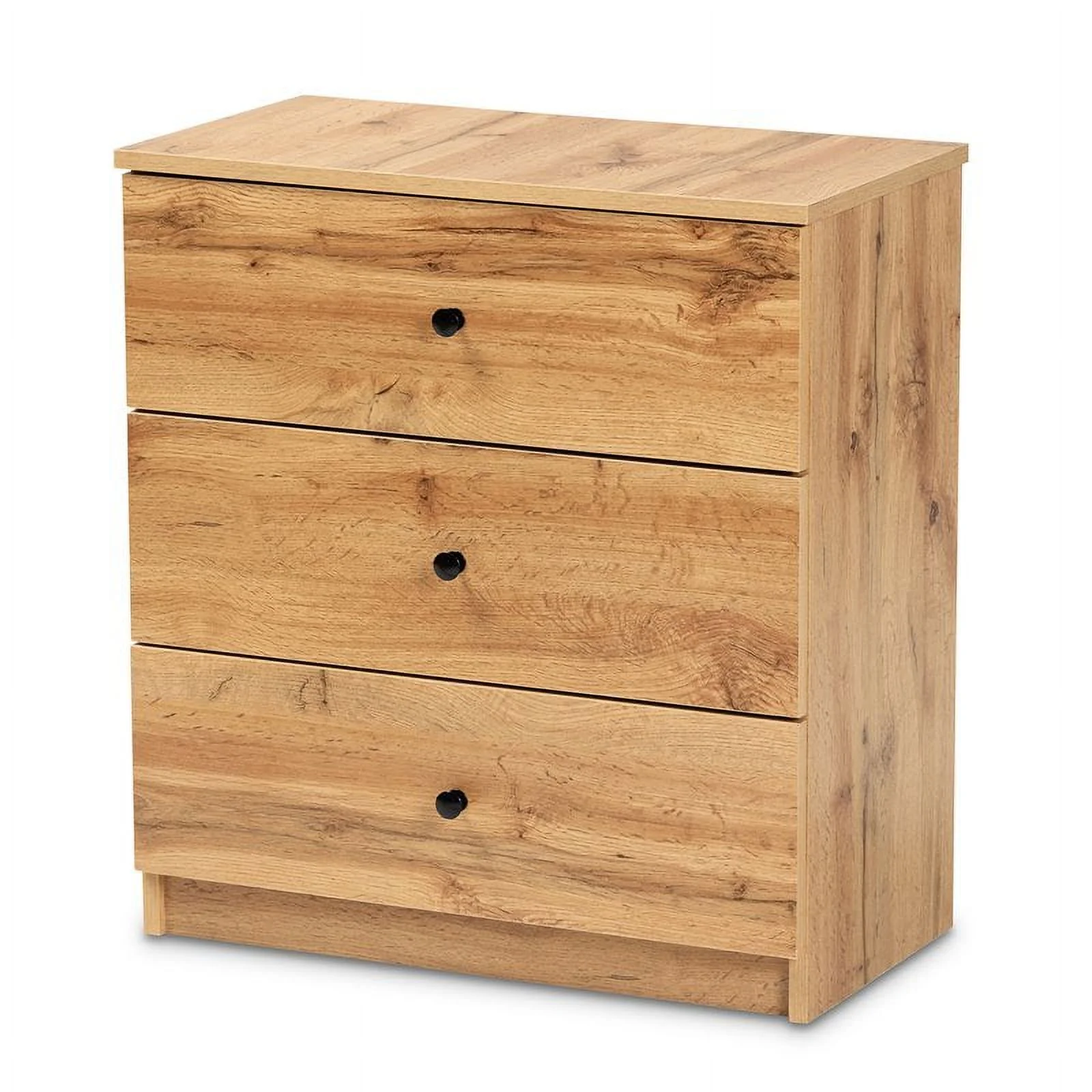 Bowery Hill Oak Brown Finished Wood 3-Drawer Storage Chest