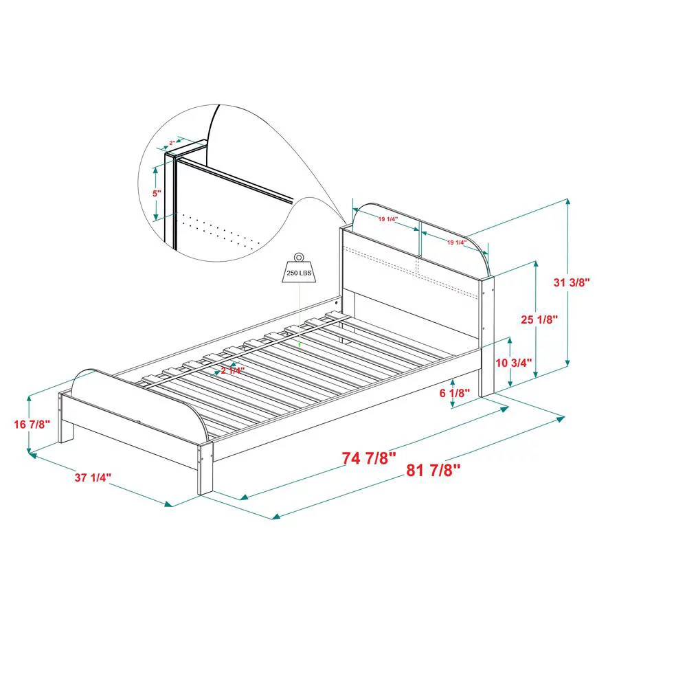 Classic Solid Wood Twin Bookcase Bed - White