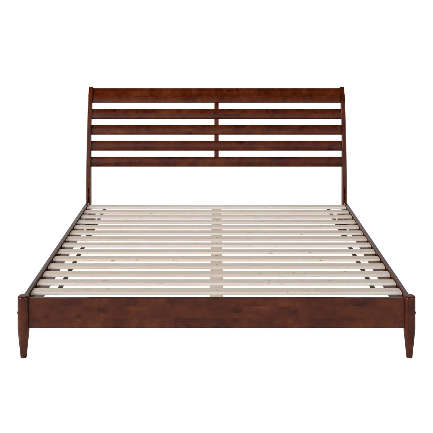 Savannah King Wood Low Profile Platform Bed in Walnut