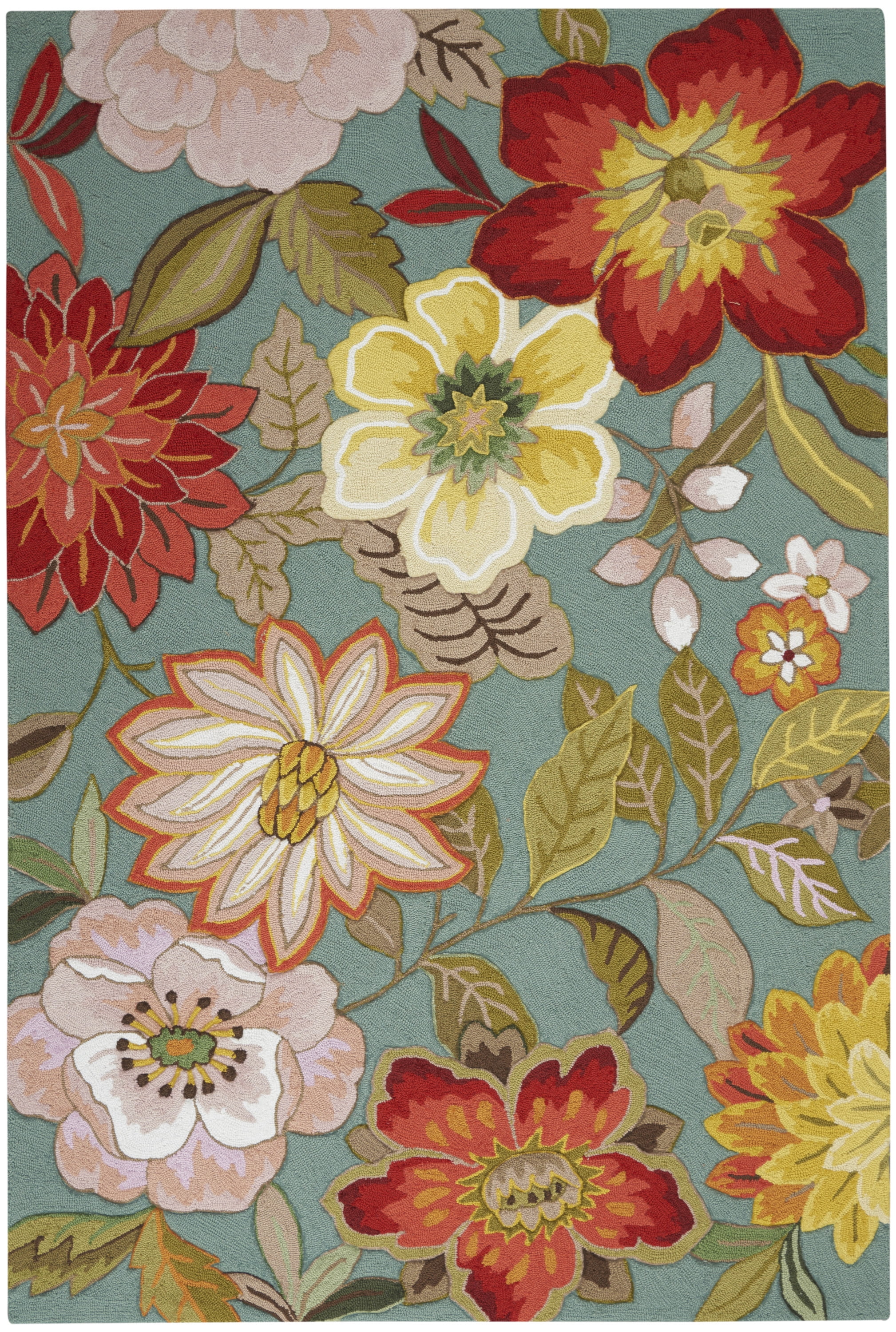 Nourison Fantasy Floral Aqua 5' x 7'6