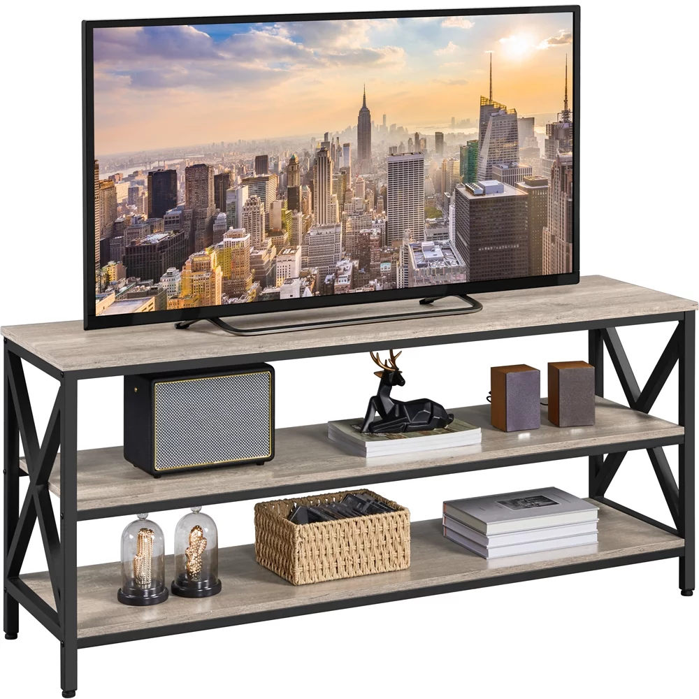 Easyfashion Living Room Furniture Table Set - Lift-Top Coffee Table with TV Console, Gray
