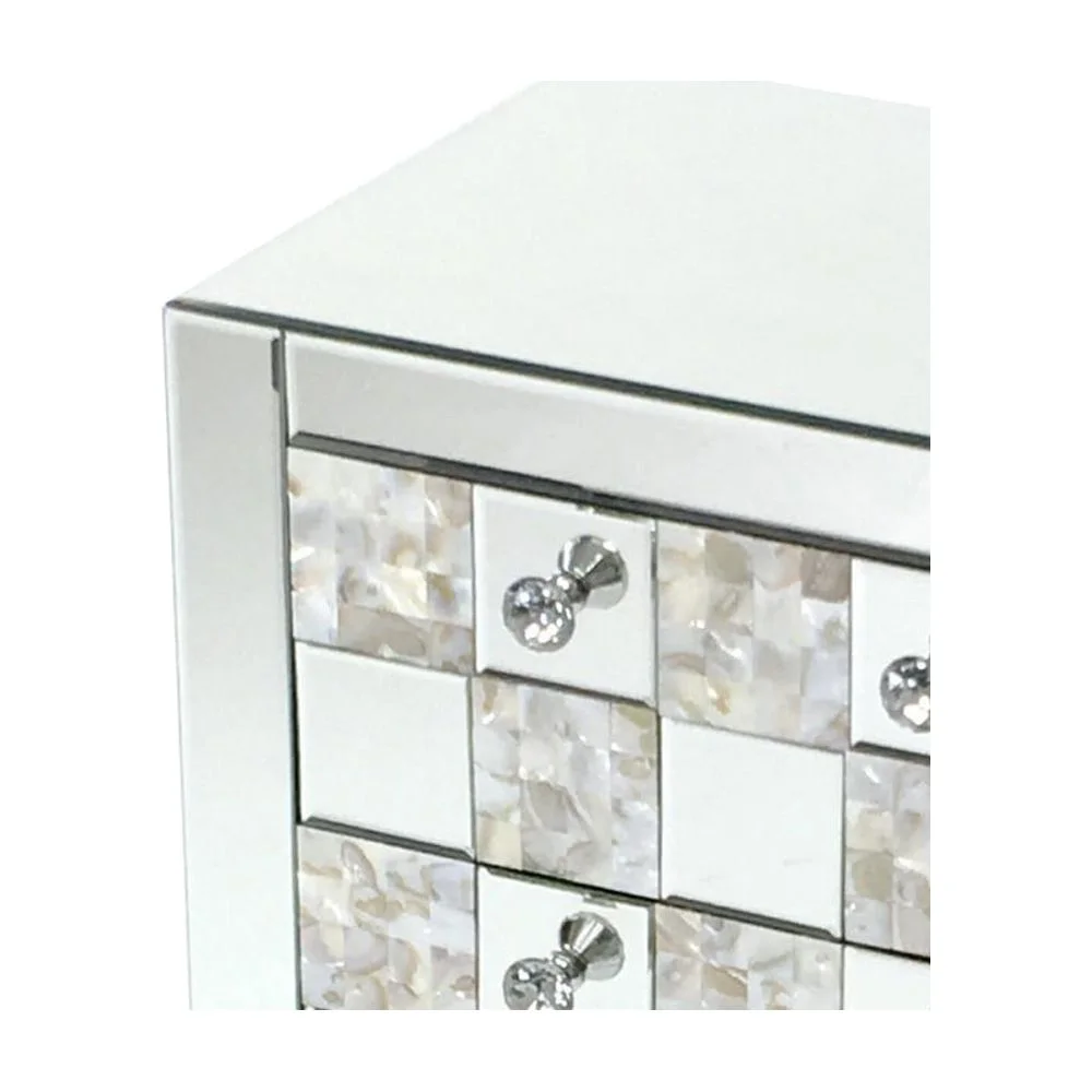 26 inch 3 Drawer Chest with Mirror Inlay, Silver- Saltoro Sherpi