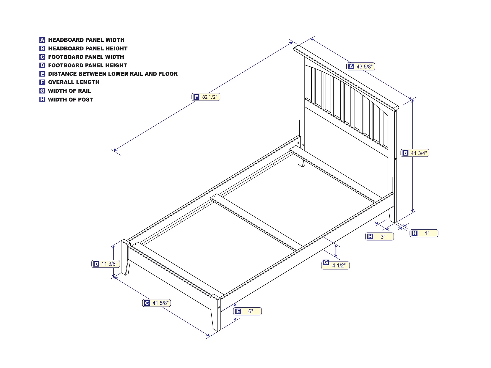 Mission Twin XL Traditional Bed in Walnut