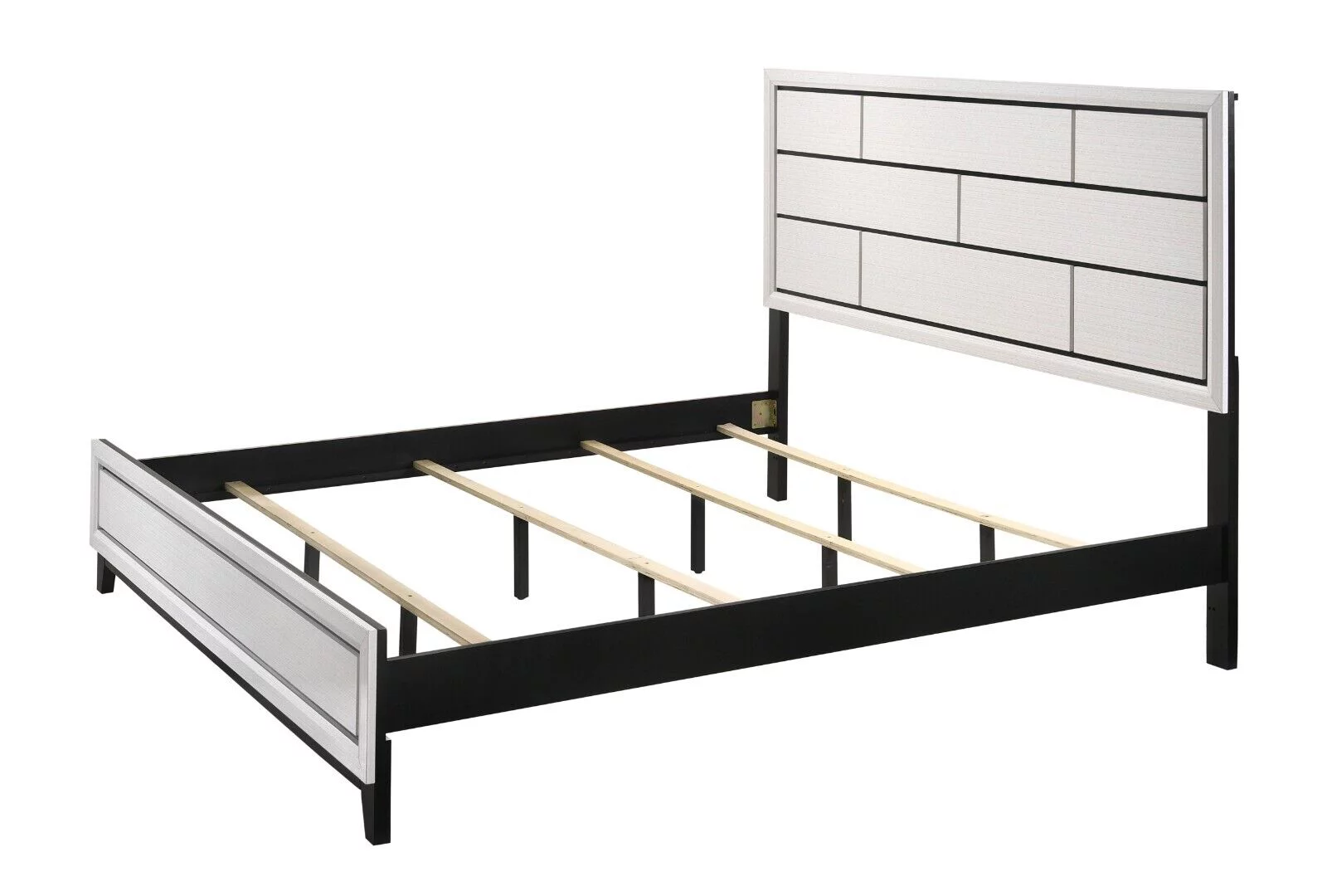 Contemporary Style 1pc King Size Low-Profile Bed Bedroom Furniture Wooden White Finish