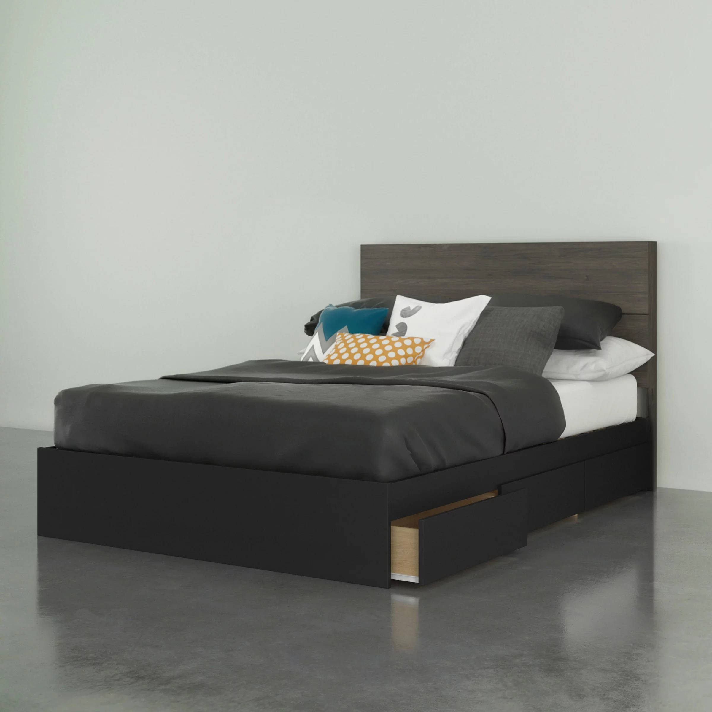 Chinook 2 Piece Full Size Bedroom Set Bark Gray and Black