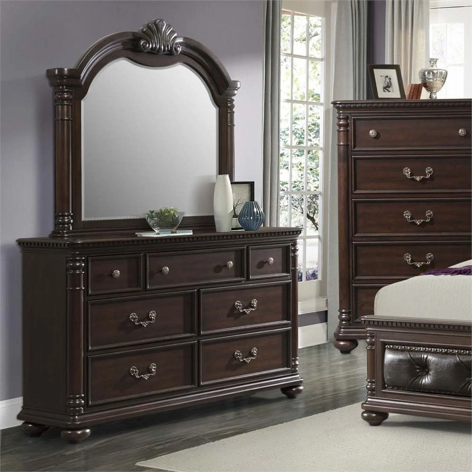 Picket House Furnishings Clarissa Dresser and Mirror Set in Espresso