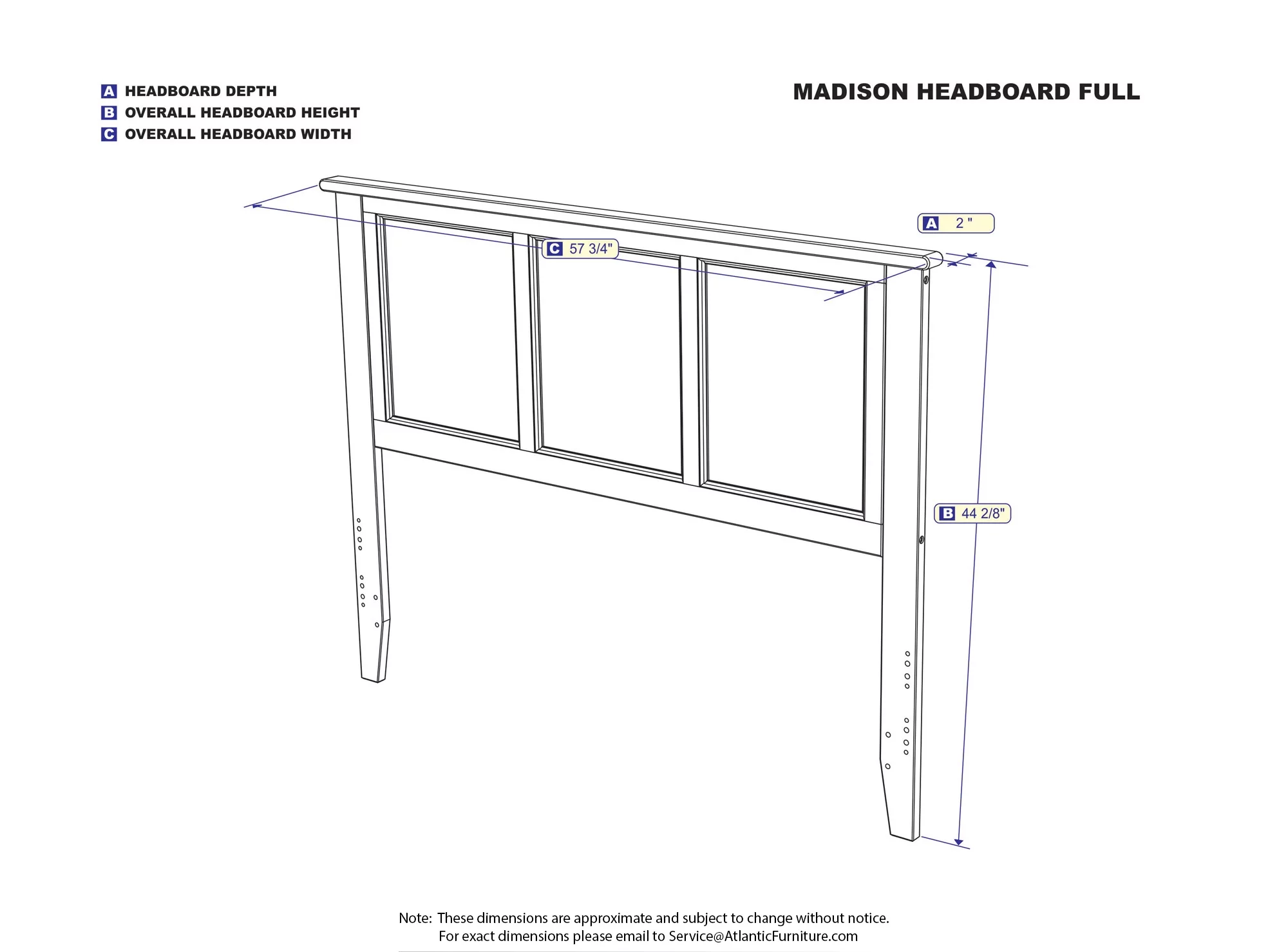 Madison Headboard in Multiple Colors and Sizes
