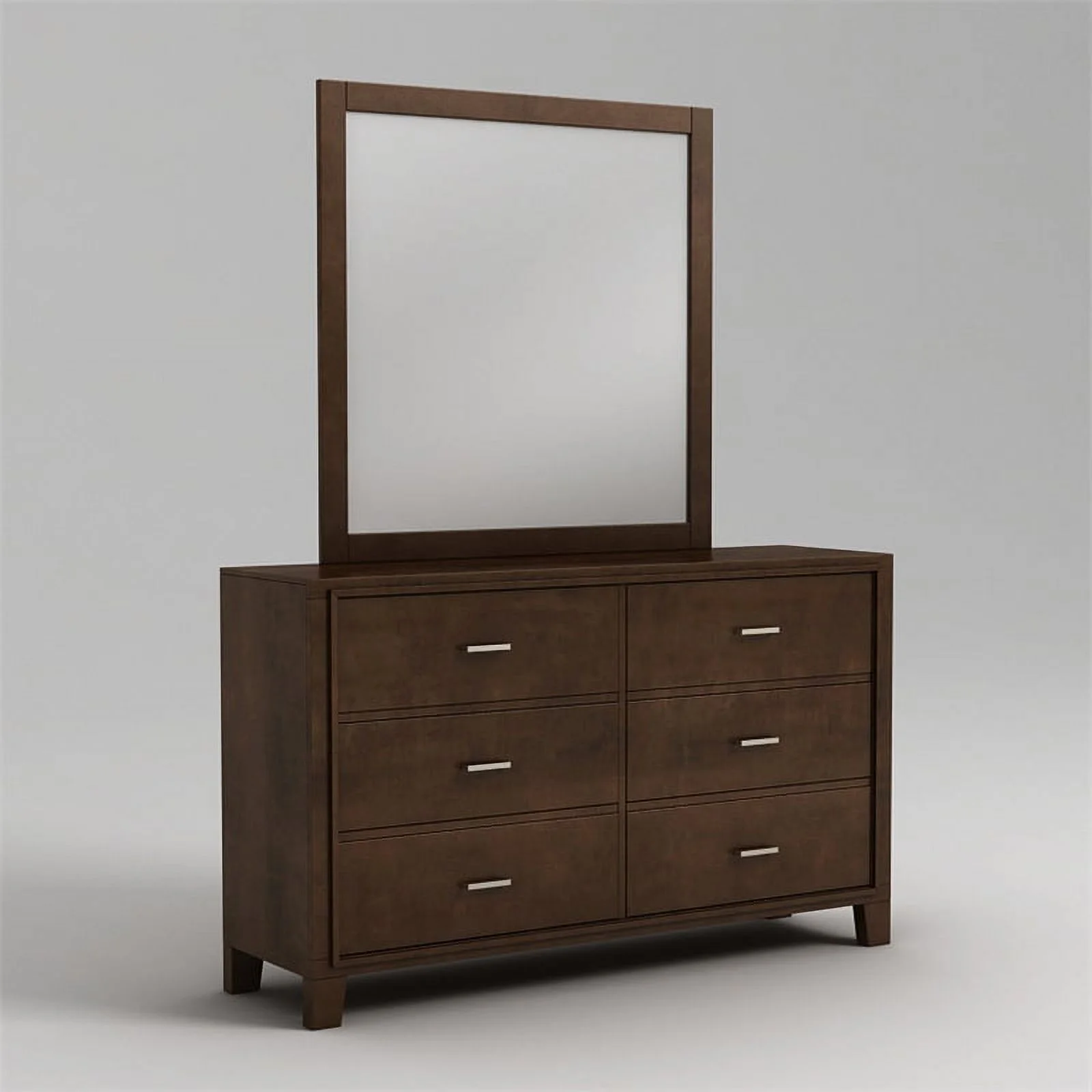 Furniture of America Sirius Wood 2-Piece Dresser and Mirror Set in Brown Cherry