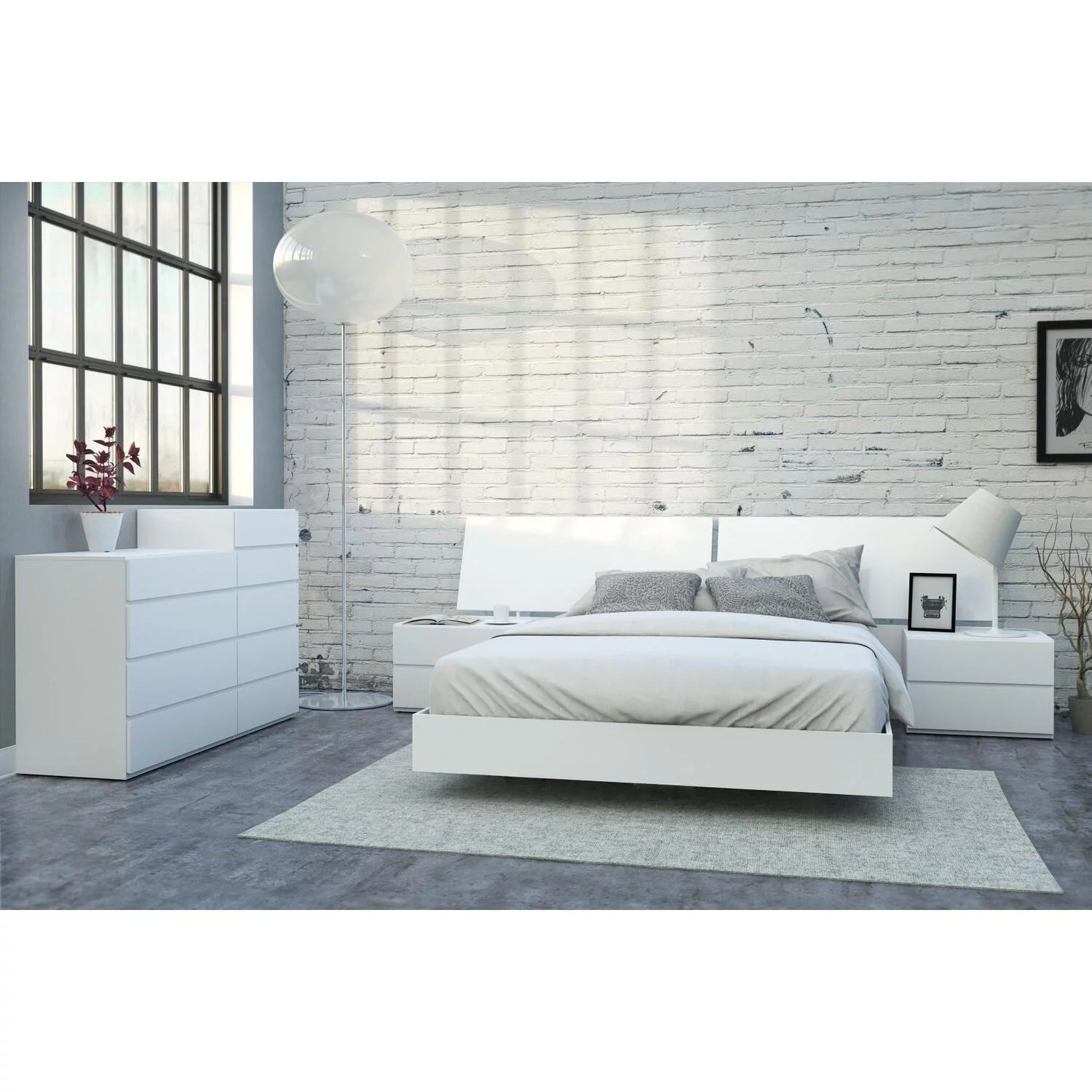 Nexera District 6 Piece Queen Size Bedroom Set, White