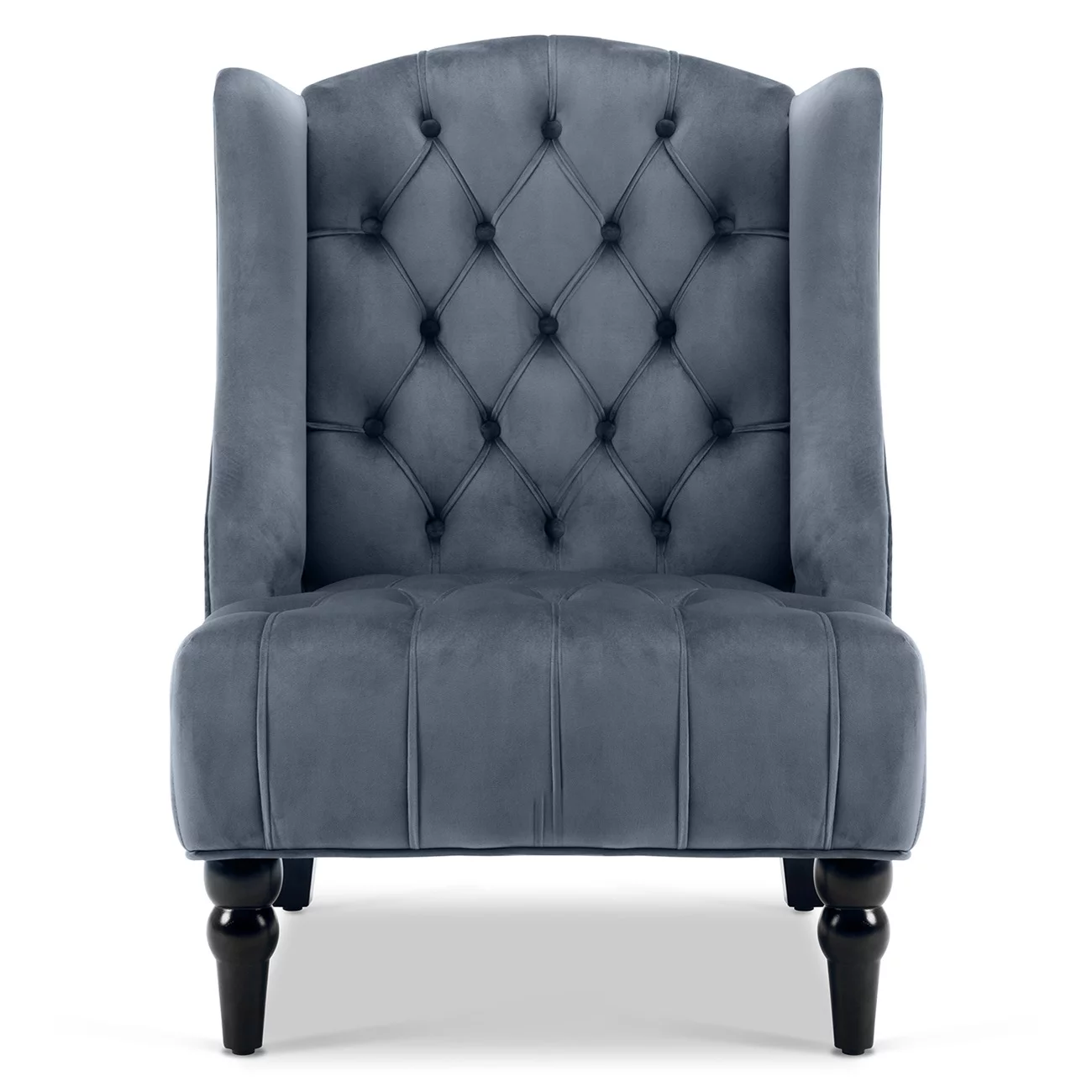Belleze Modern Wingback Tufted NailHead Accent Chair Tall Back Velvet Wing Chair, Gray