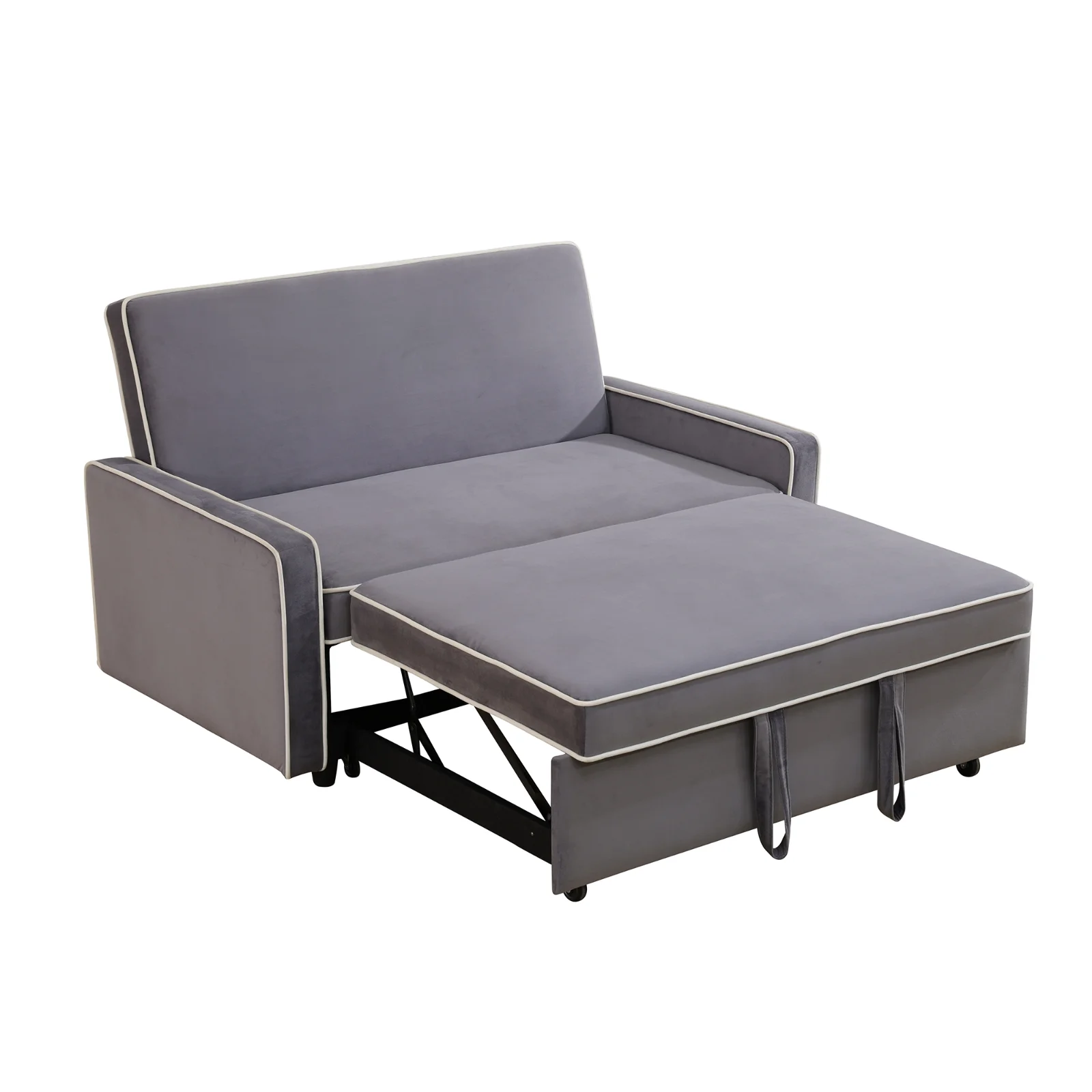 Ainehome Modern Pull Out Chair Couch with Adjustable Backrest, 4-in-1 Multi-functional Convertible Ottoman Sleeper Sofa Bed for Small Living Room Apartment, Brown