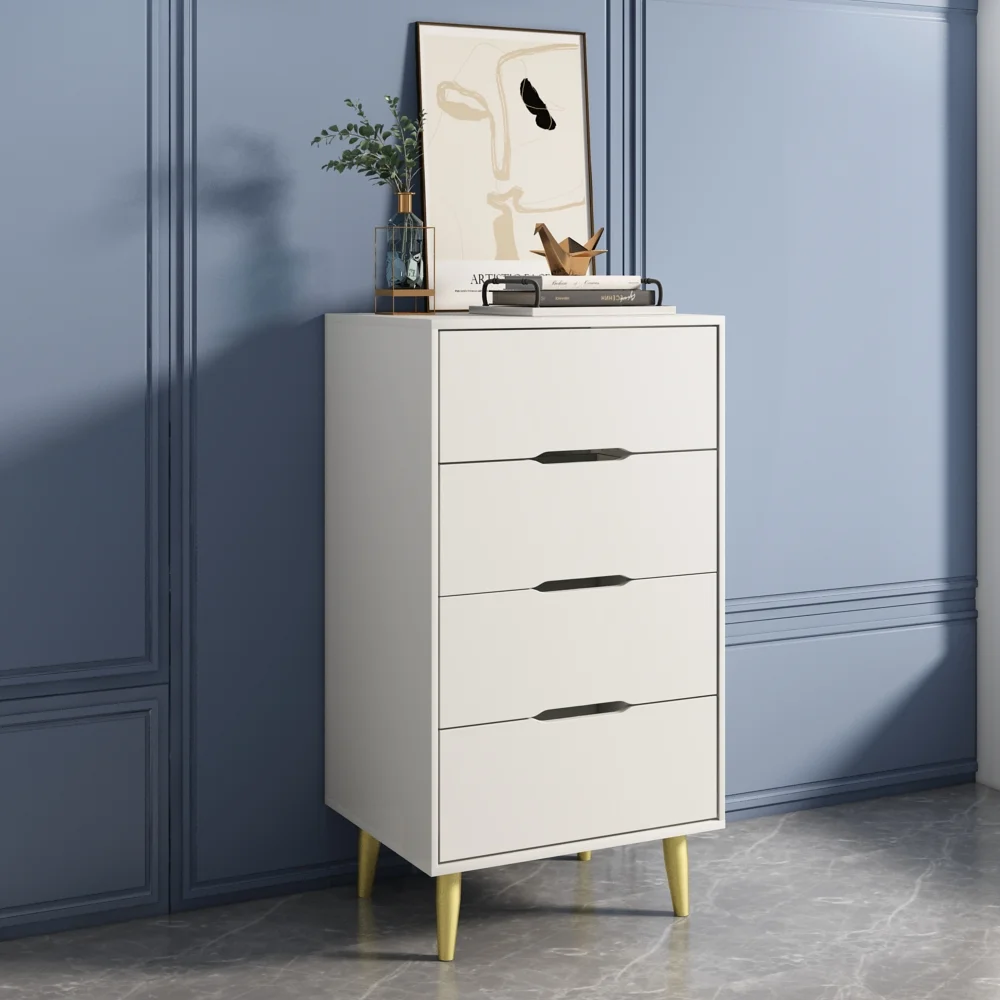 Organizedlife Dressers for Bedroom with 4 Drawers,Storage Chest,Modern Wood Dresser Storage Cabinet White