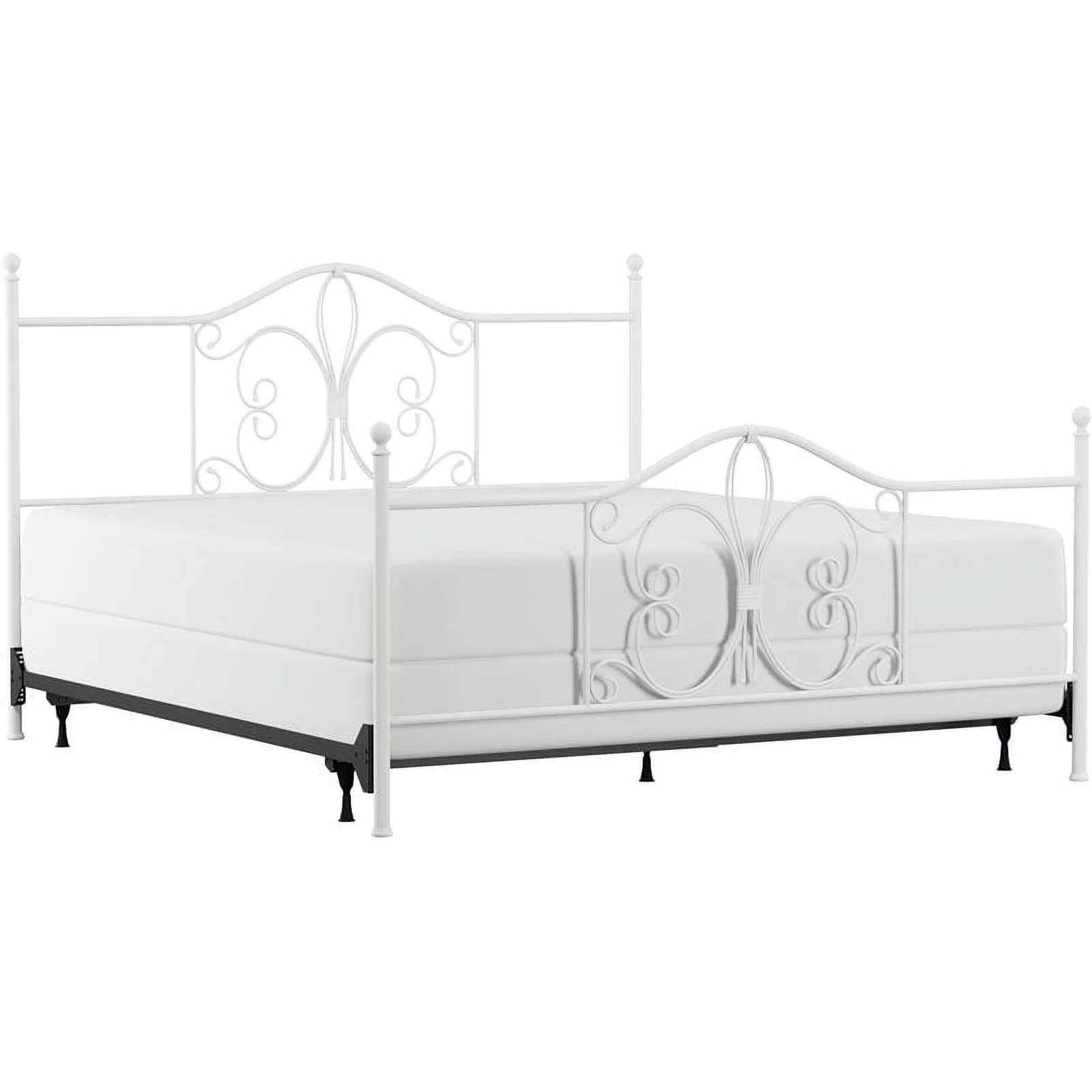 Bowery Hill Transitional King Metal Bed in Textured White