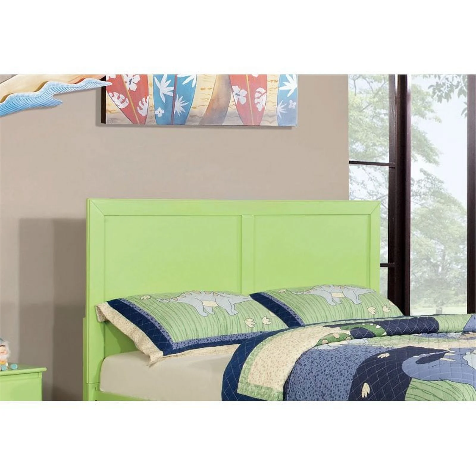 Furniture of America Lupin Wood Full/Queen Kids Headboard in Pistachio Green