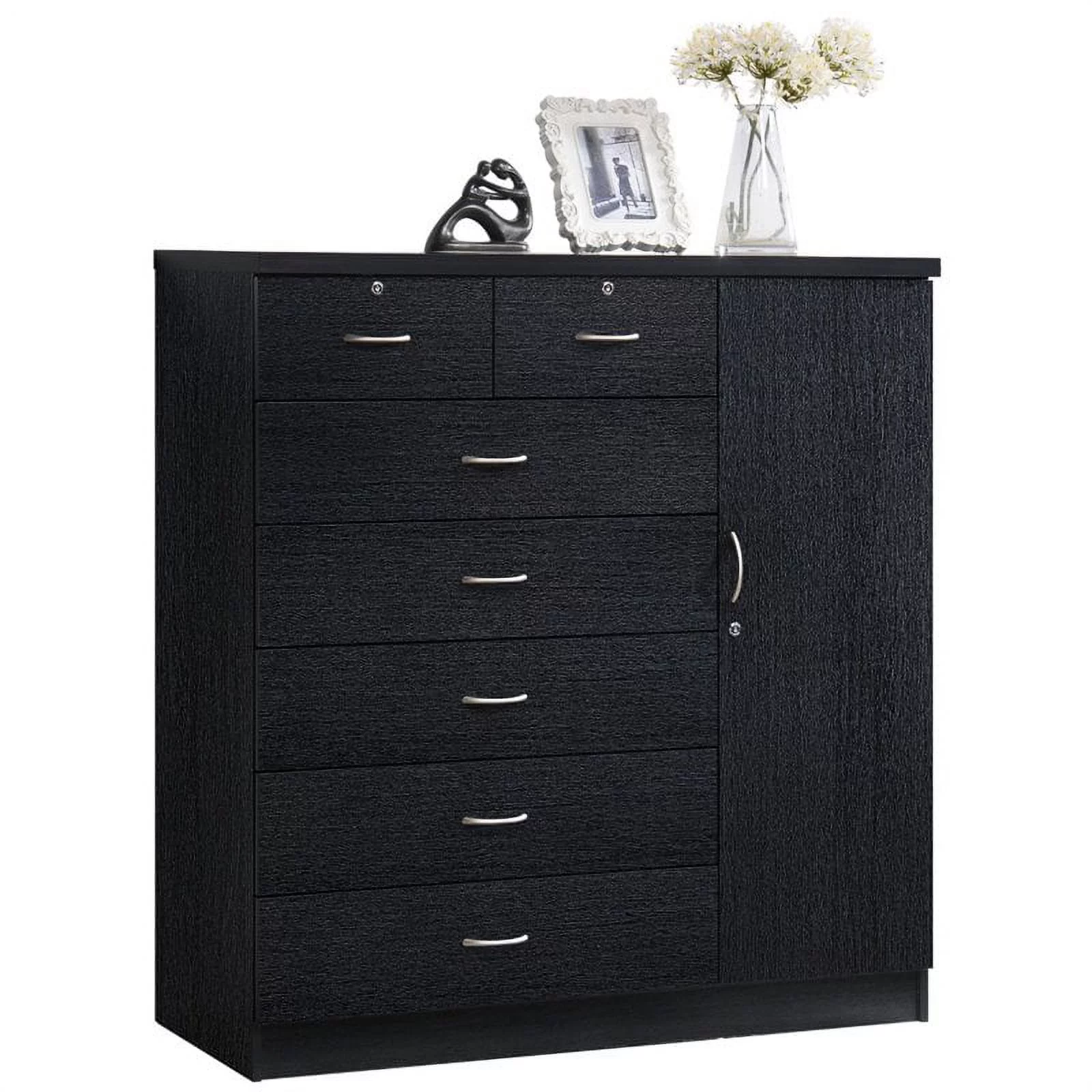 Home Square 2 pc Bedroom Set with Two Chests in Black Wood Finish