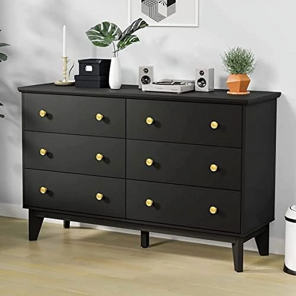 Dresser for Bedroom 6 Drawer Double Dresser with Deep Drawers Wood Chest of Drawers Dressers Organizer for Bedroom (White)
