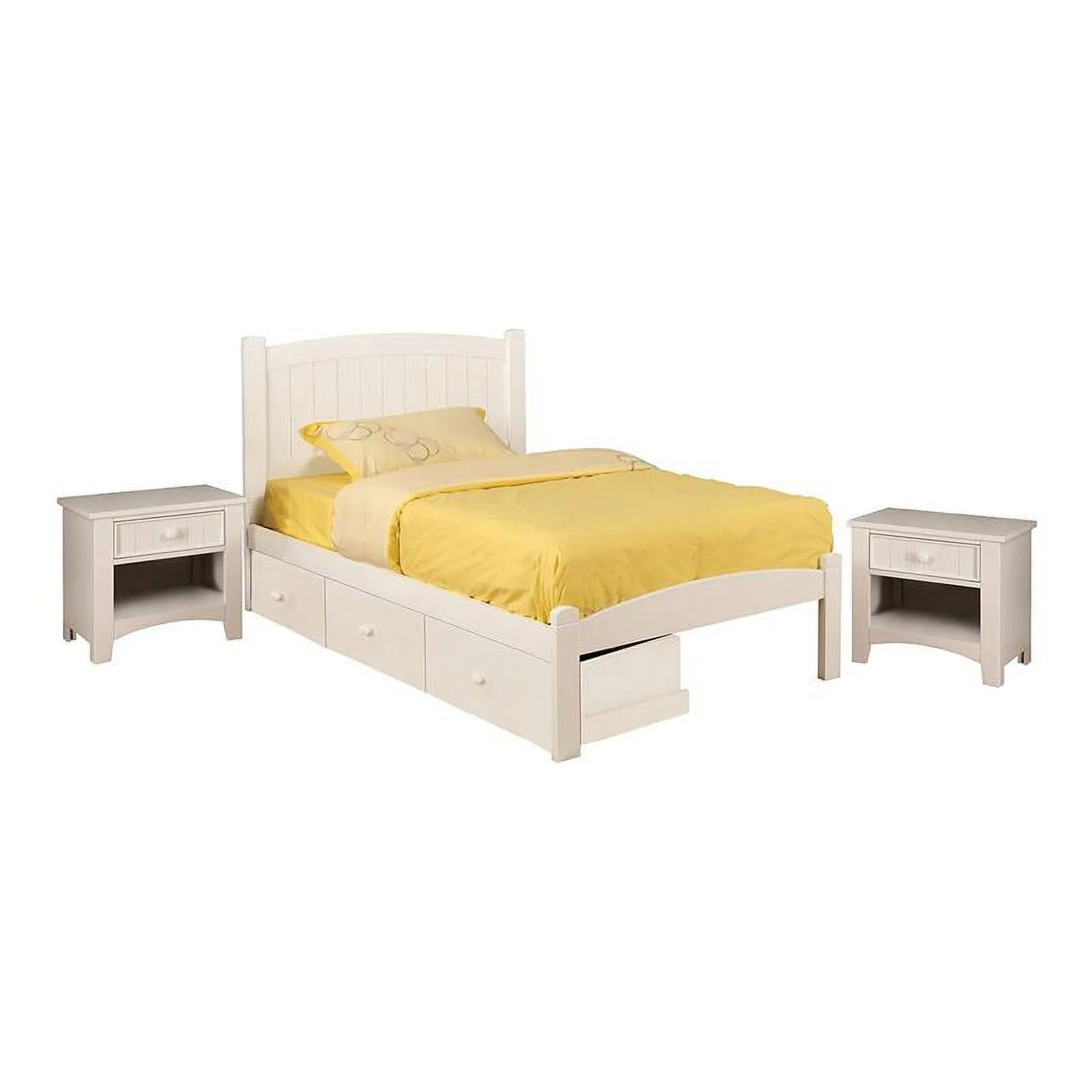 Furniture of America Rina White Wood Bedroom Set - Twin + 2 Nightstands