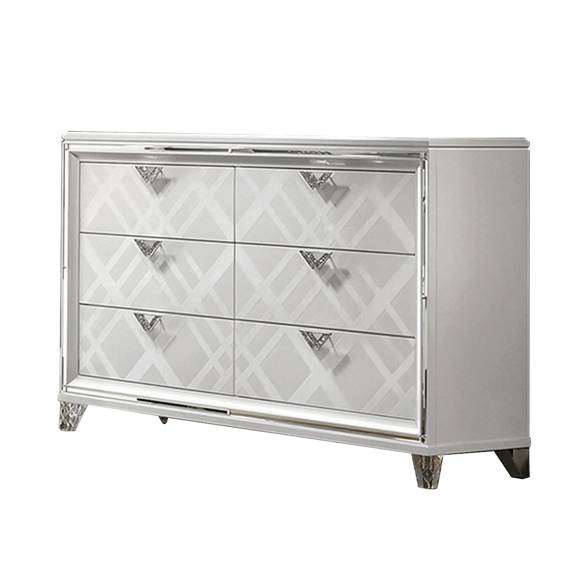 Benjara 64 in. Beli 6 Drawer Wide Dresser Chest, Crisp White