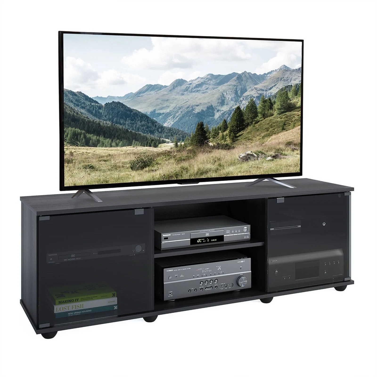 Atlin Designs Modern Wood TV Bench for TVs up to 75