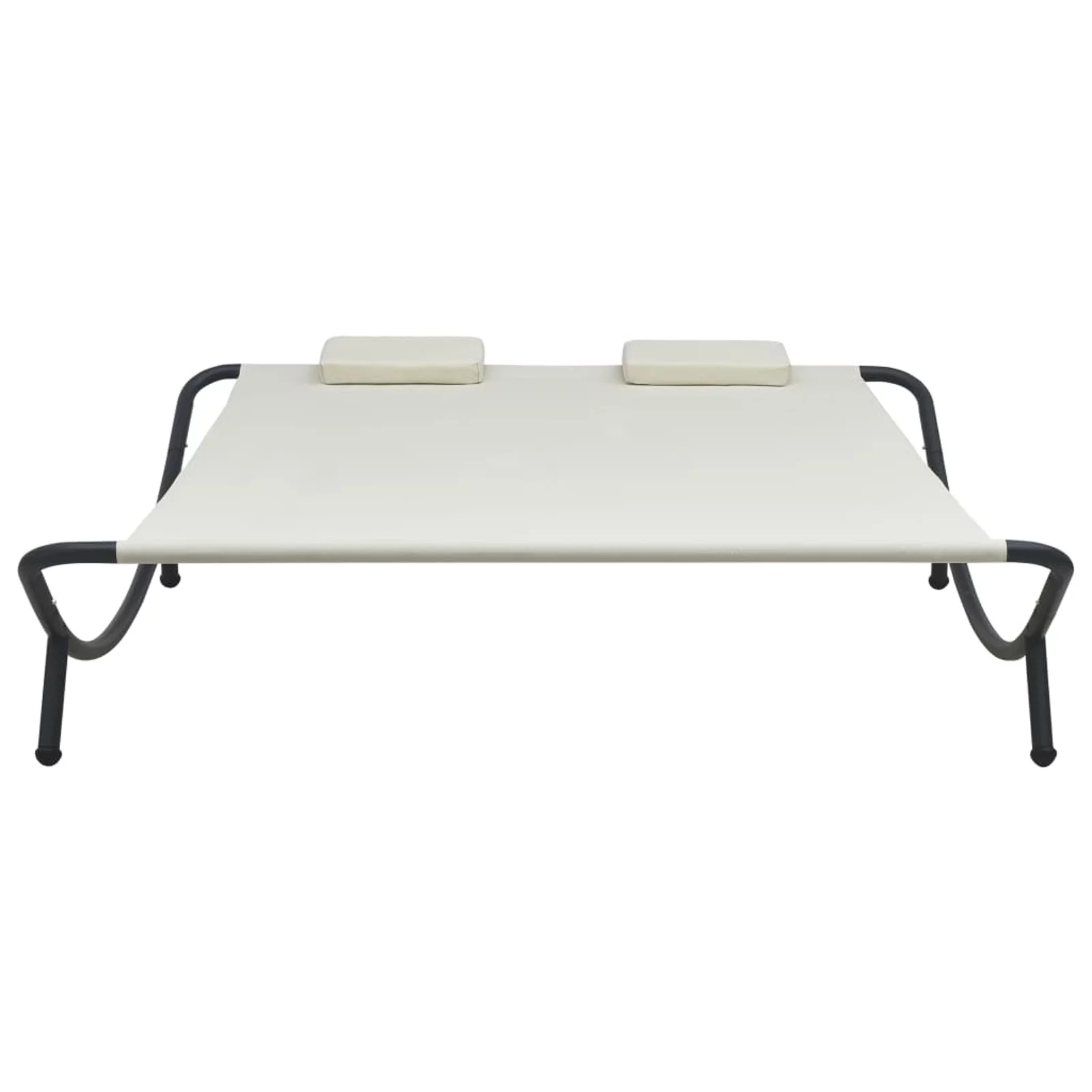 Dcenta Outdoor Lounge Bed with 2 Pillows Fabric Sunbed Steel Frame for Poolside, Patio, Balcony, Beach, Outdoor Furniture 78.7 x 68.1 x 17.7 Inches (L x W x H)