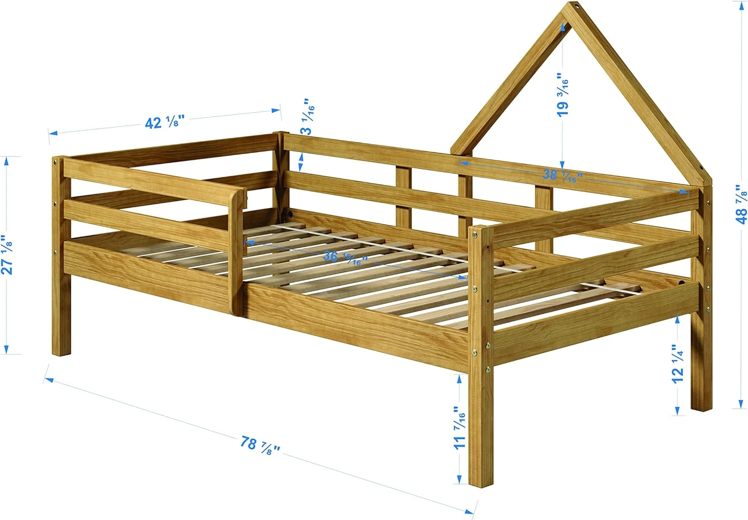 Casita Single Bed - Solid FSC Certified Solid Wood Bed - Natural Wood
