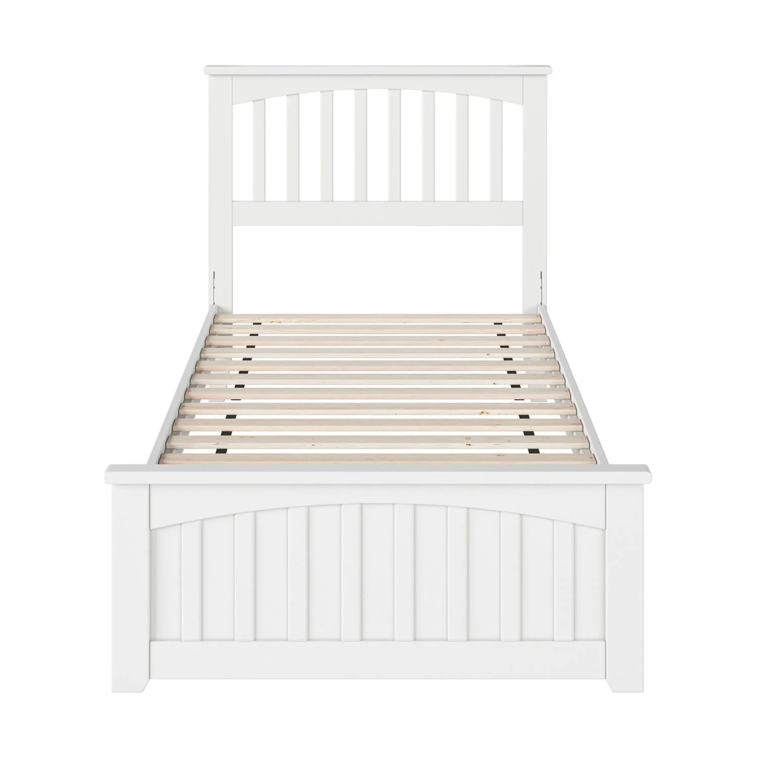 AFI Becket Twin XL Solid Wood Low Profile Platform Bed with Matching Footboard, White