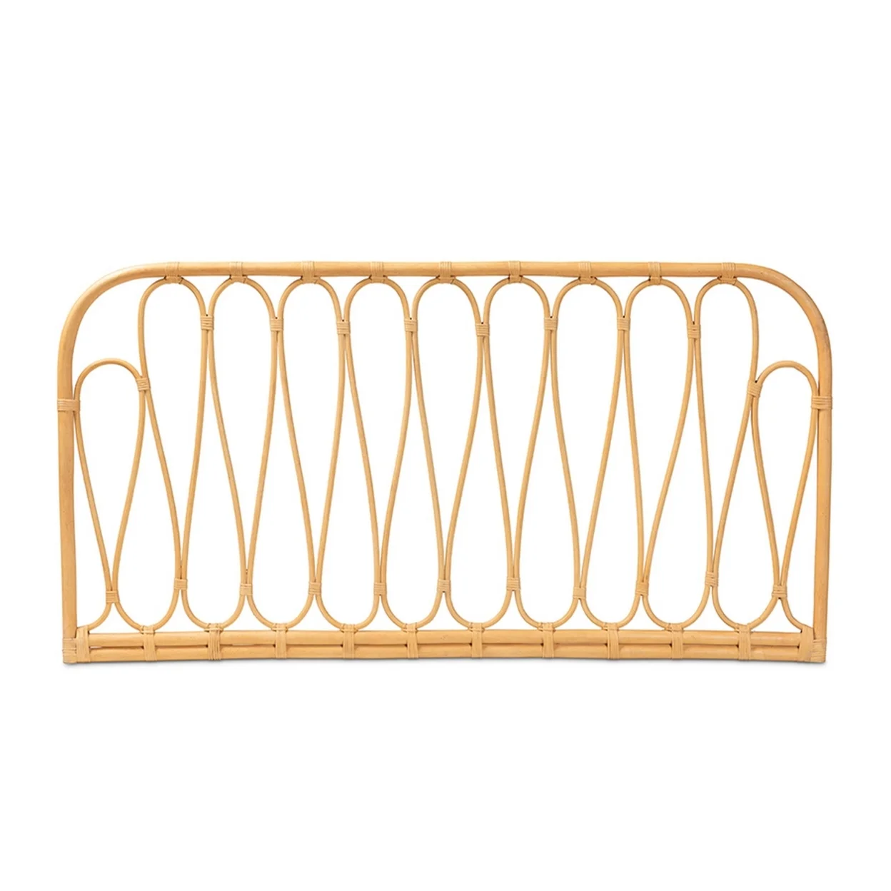 Baxton Studio Carrick Modern Bohemian Natural Brown Rattan Queen Size Wall-mount Headboard