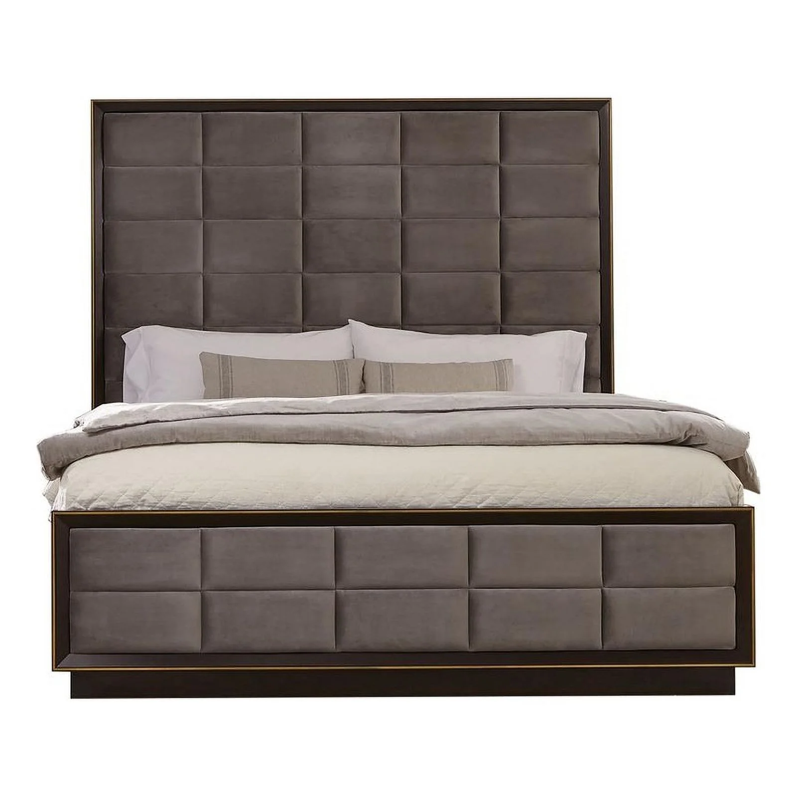 Pemberly Row Wood Eastern King Upholstered Bed Smoked Peppercorn and Gray