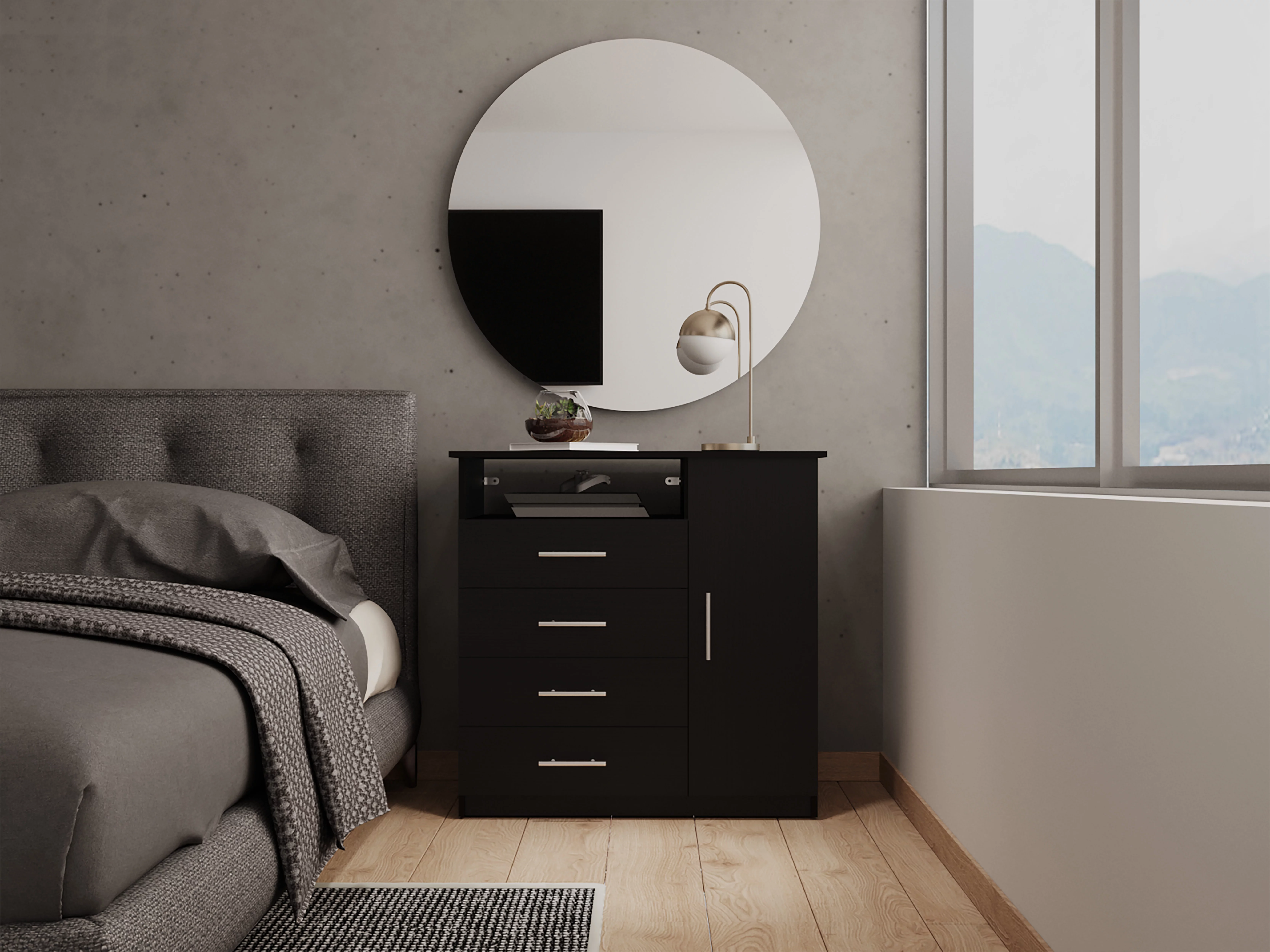 Depot E-Shop DE-CLW3922 Rioja 4 Drawer Dresser, Black