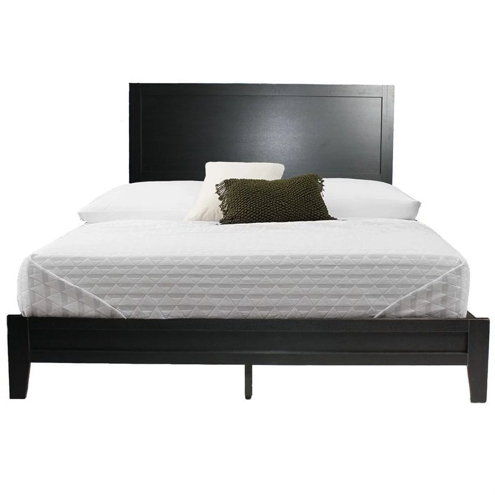 Home Square 2-Piece Set with Queen Platform Bed 4-Drawer Chest Dresser in Black