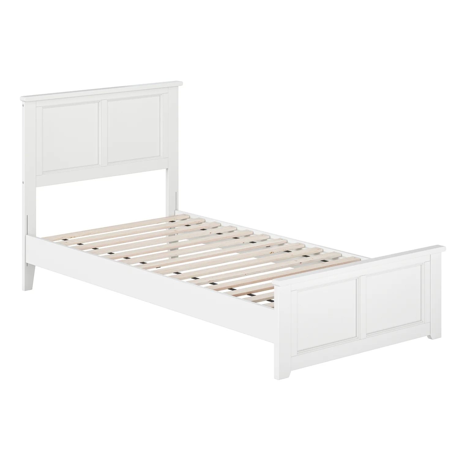 AFI Charlotte Twin XL Solid Wood Low Profile Platform Bed with Matching Footboard in White