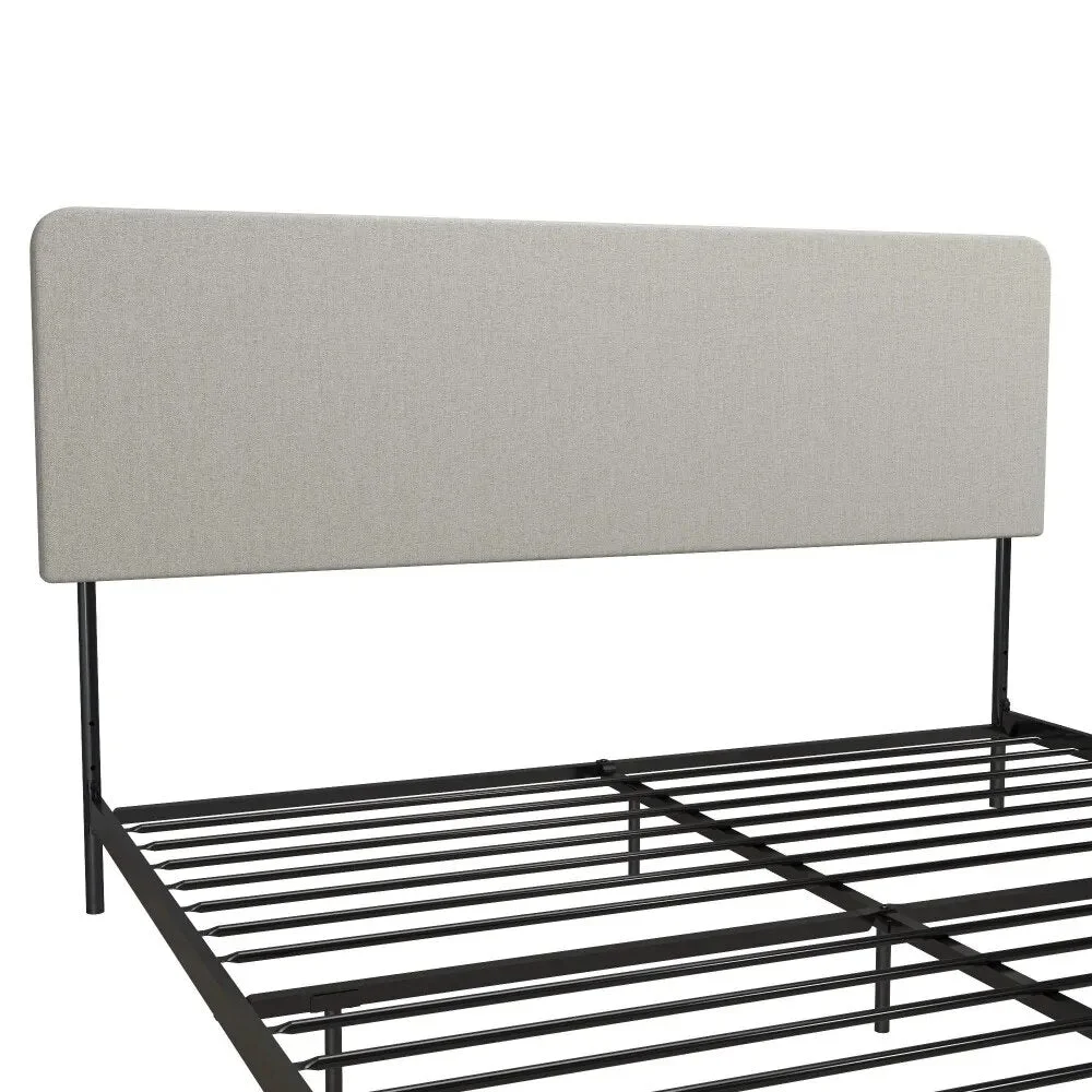 Daybed Krew Upholstered Bed Bases and Bed Frames Queen King Size Frame Double Beds & Furnitures Black Metal/Gray Linen Trees