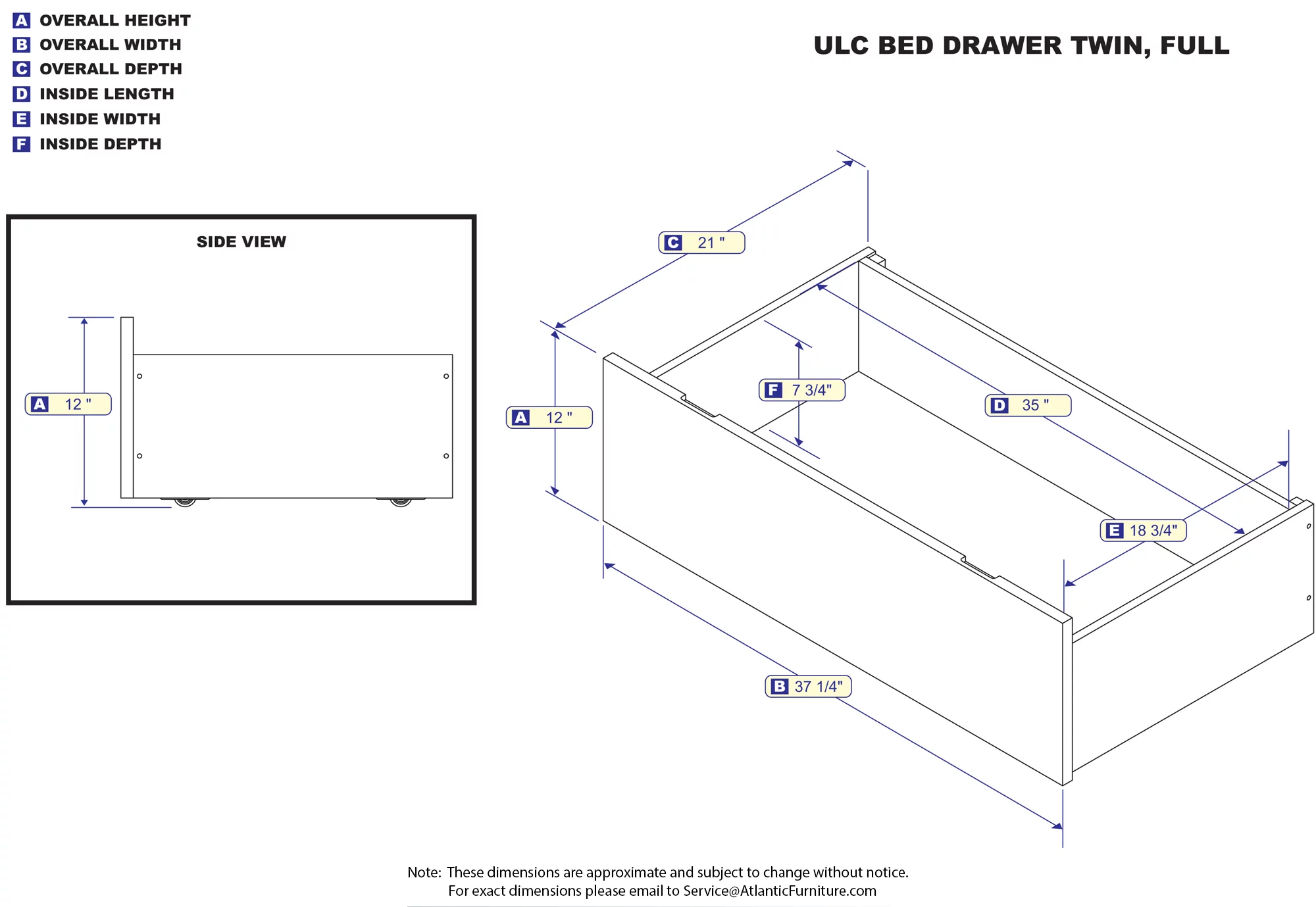 Urban Bed Drawers Twin-Full White