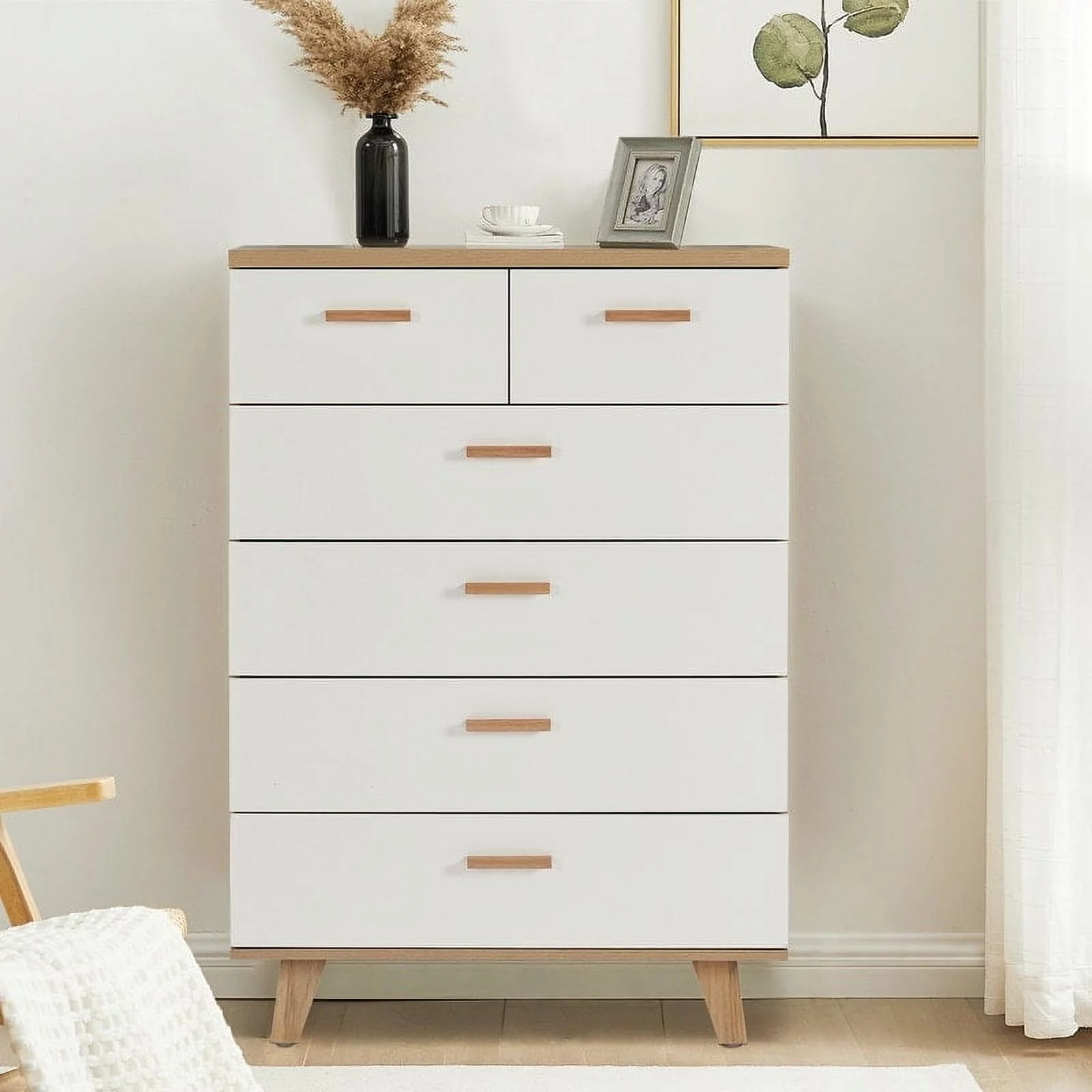 Rosewood 6-Drawer Combo Chest Storage Cabinet Dresser Organizer
