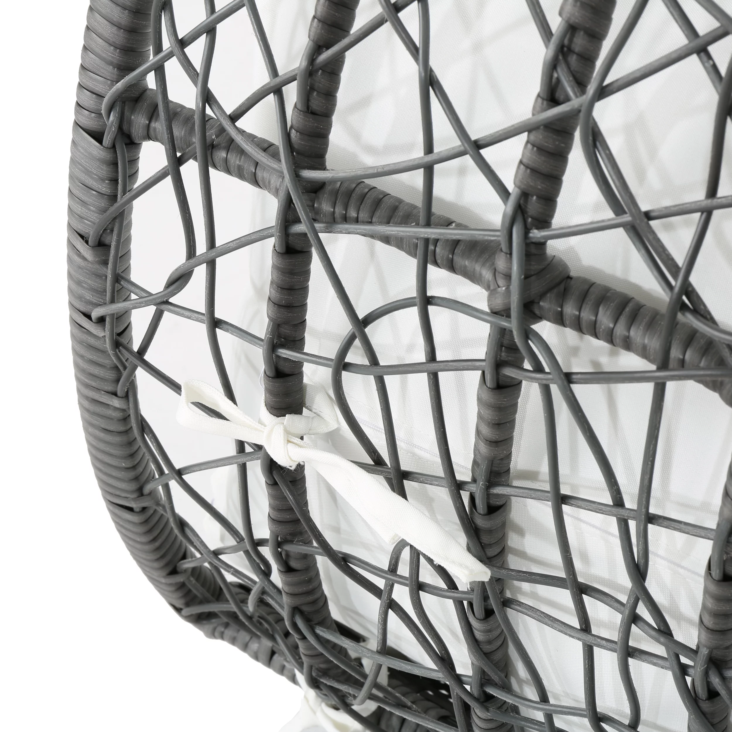 GDF Studio Abigal Outdoor Wicker Daybed with Cushion, Gray and White