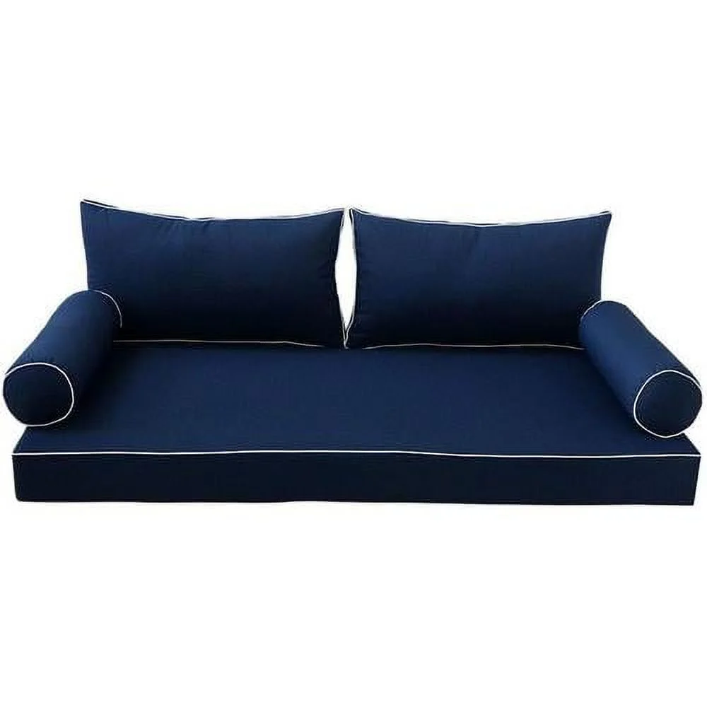 MH GLOBAL |SLIPCOVER | Outdoor Daybed Mattress Bolster Backrest Cushion Covers Contrast Trim AD101