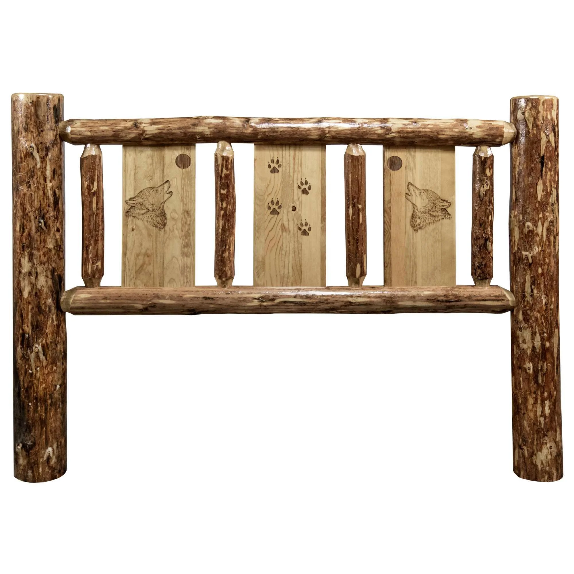 Glacier Country Collection Twin Headboard w/ Laser Engraved Wolf Design