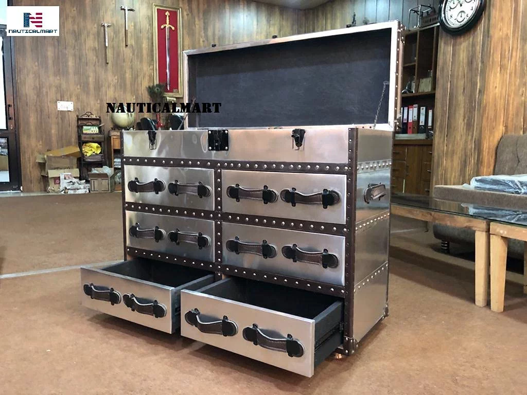 NauticalMart Mayfair Steamer Trunk Double Chest